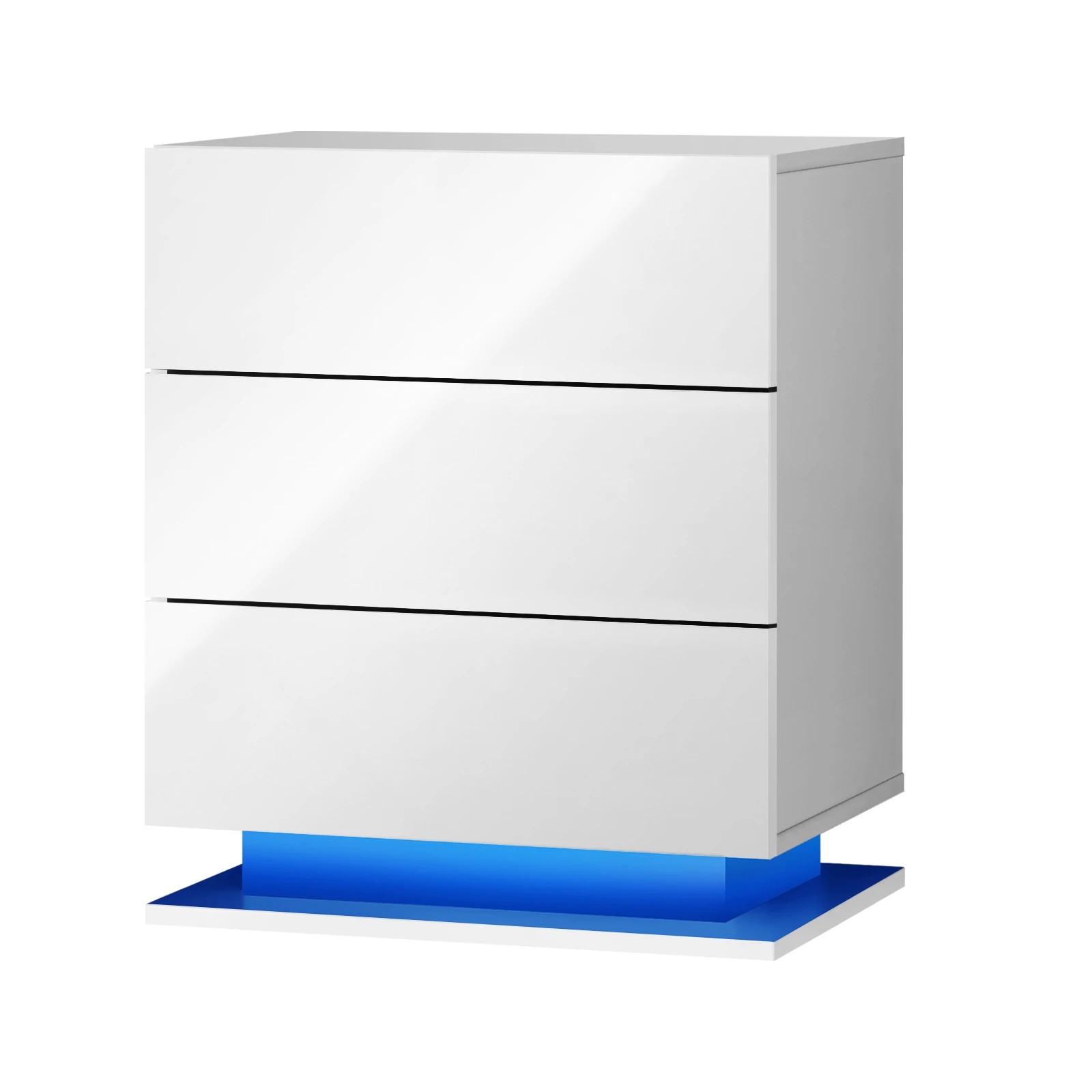 1 Oikiture Bedside Table Rgb Led Nightstand Cabinet 3 Drawers
 - White, 1 of 10
