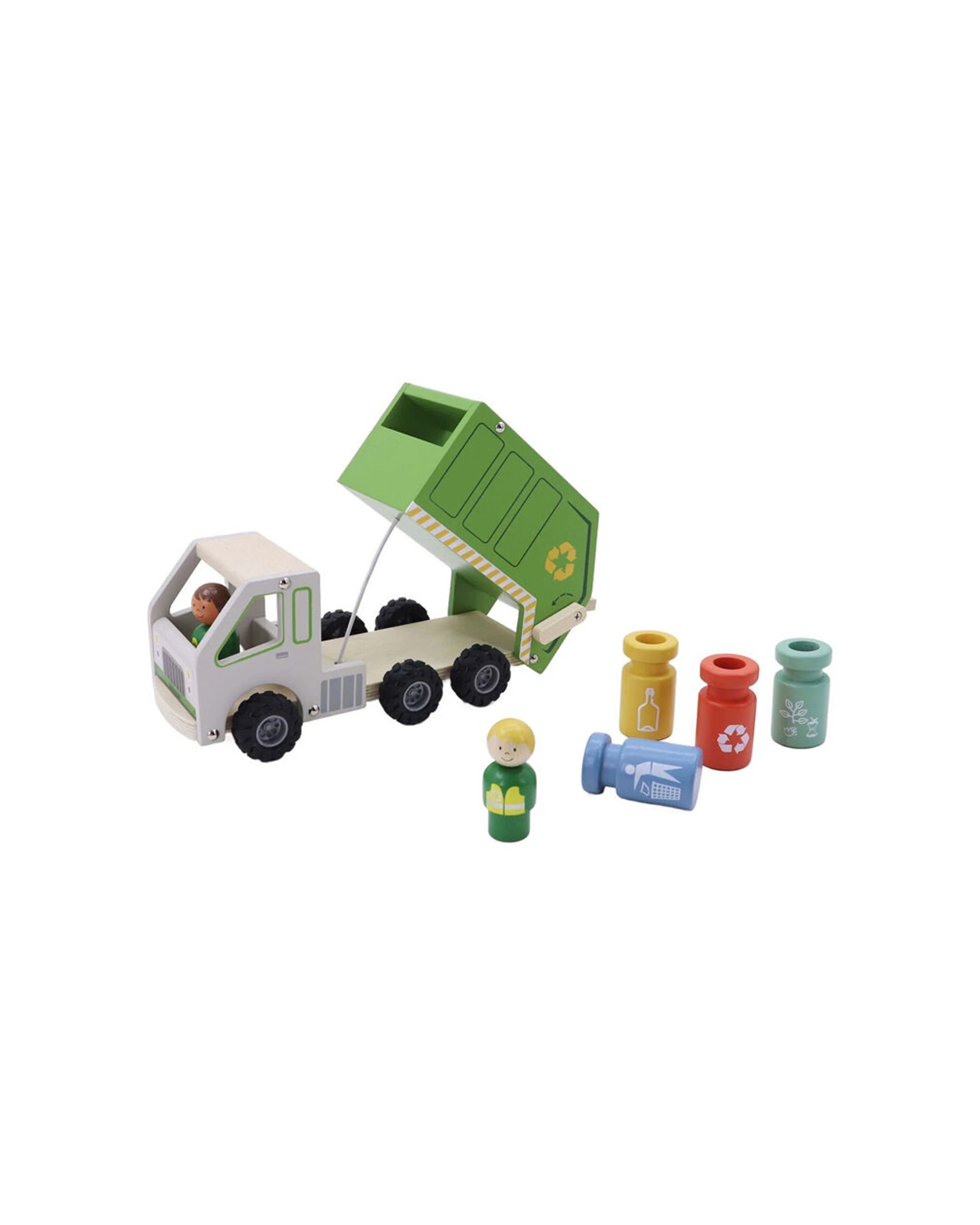 2 Kaper Kidz Wooden Recycling Garbage Truck Kids Toy Playset - Multi, 2 of 6