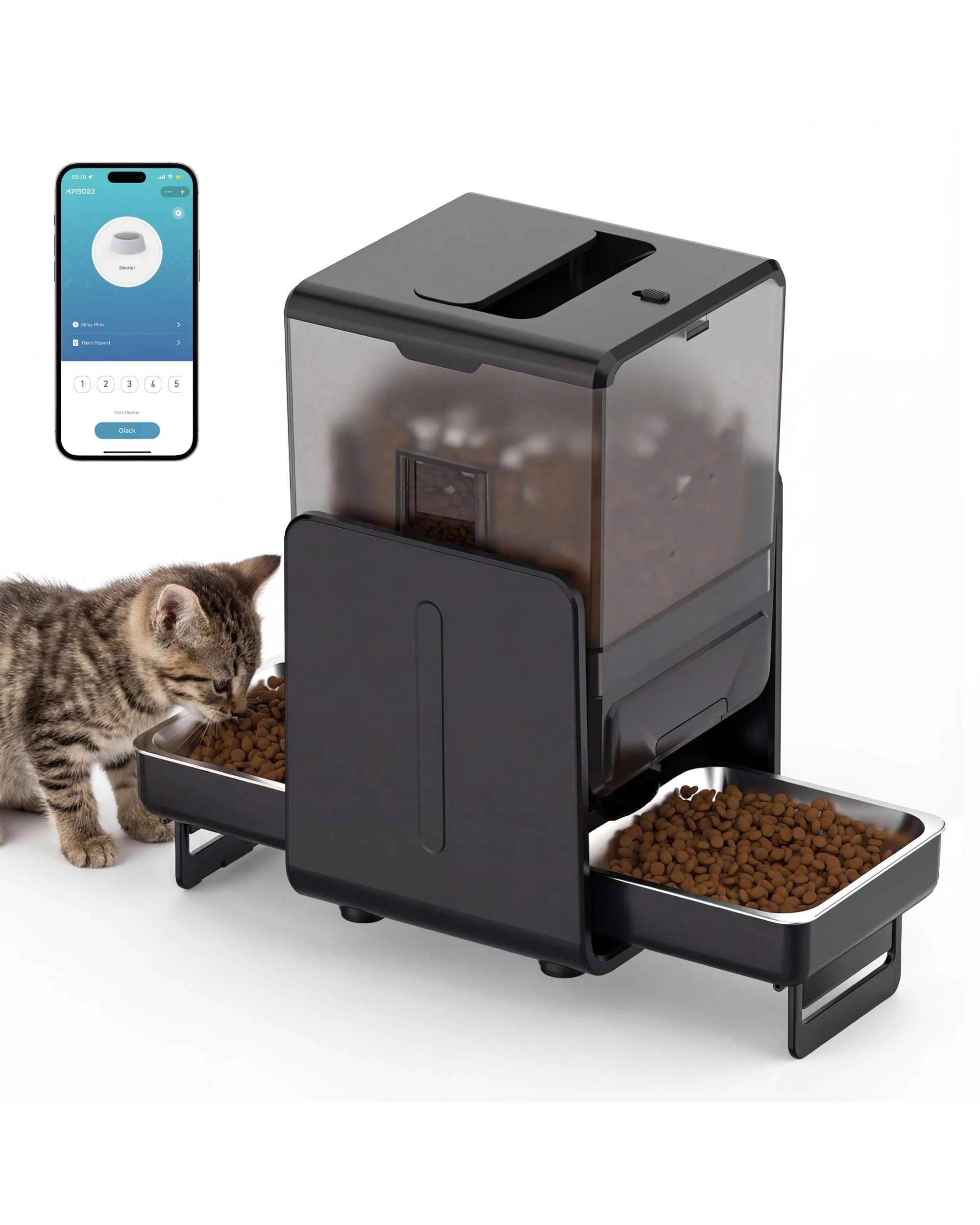 1 Advwin 5L Automatic Pet Feeder 2 Bowl Smart Cat Feeder, 1 of 7