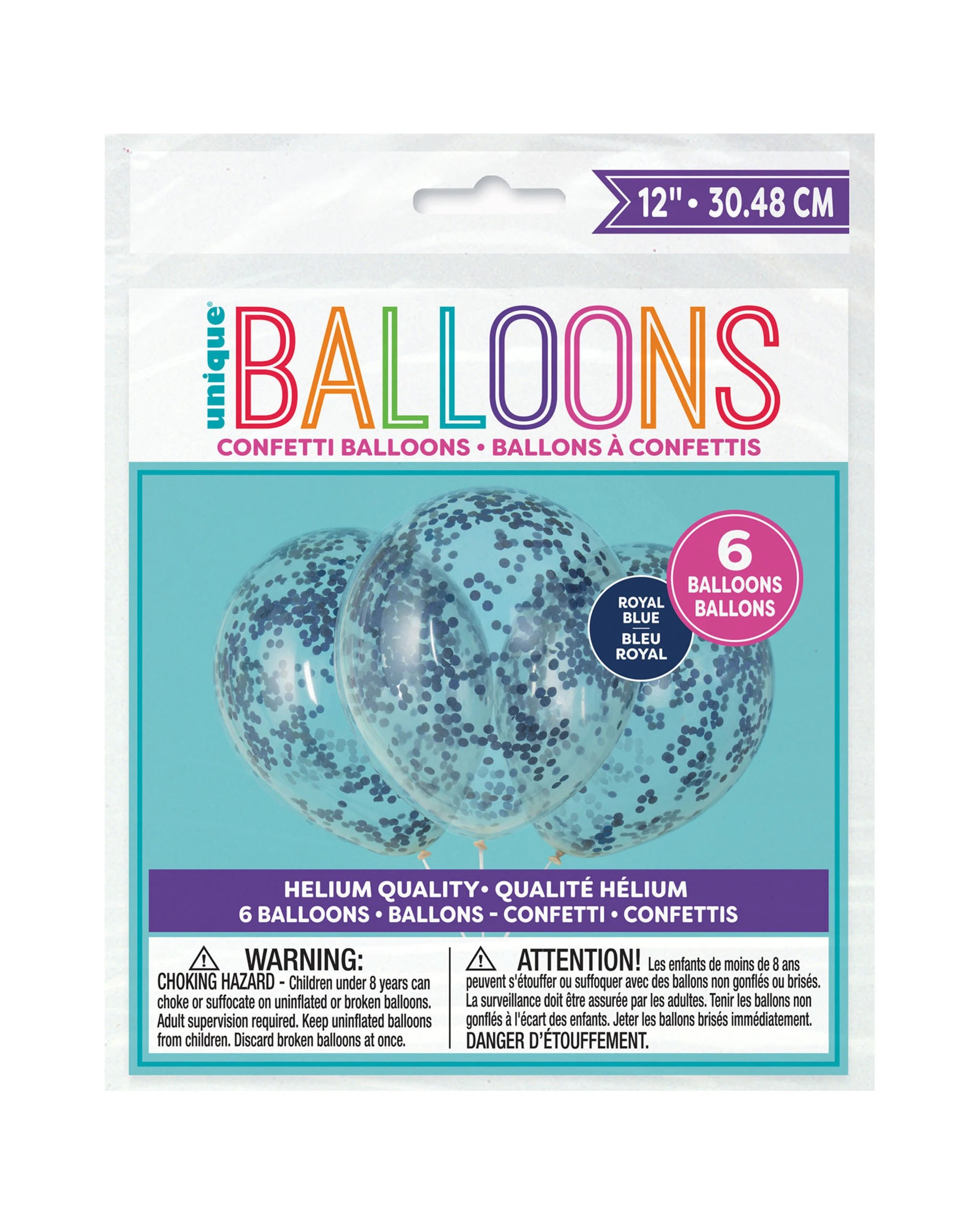 2 Unique Royal Pre filled Confetti Balloons Pack of 6 - Blue, 2 of 2