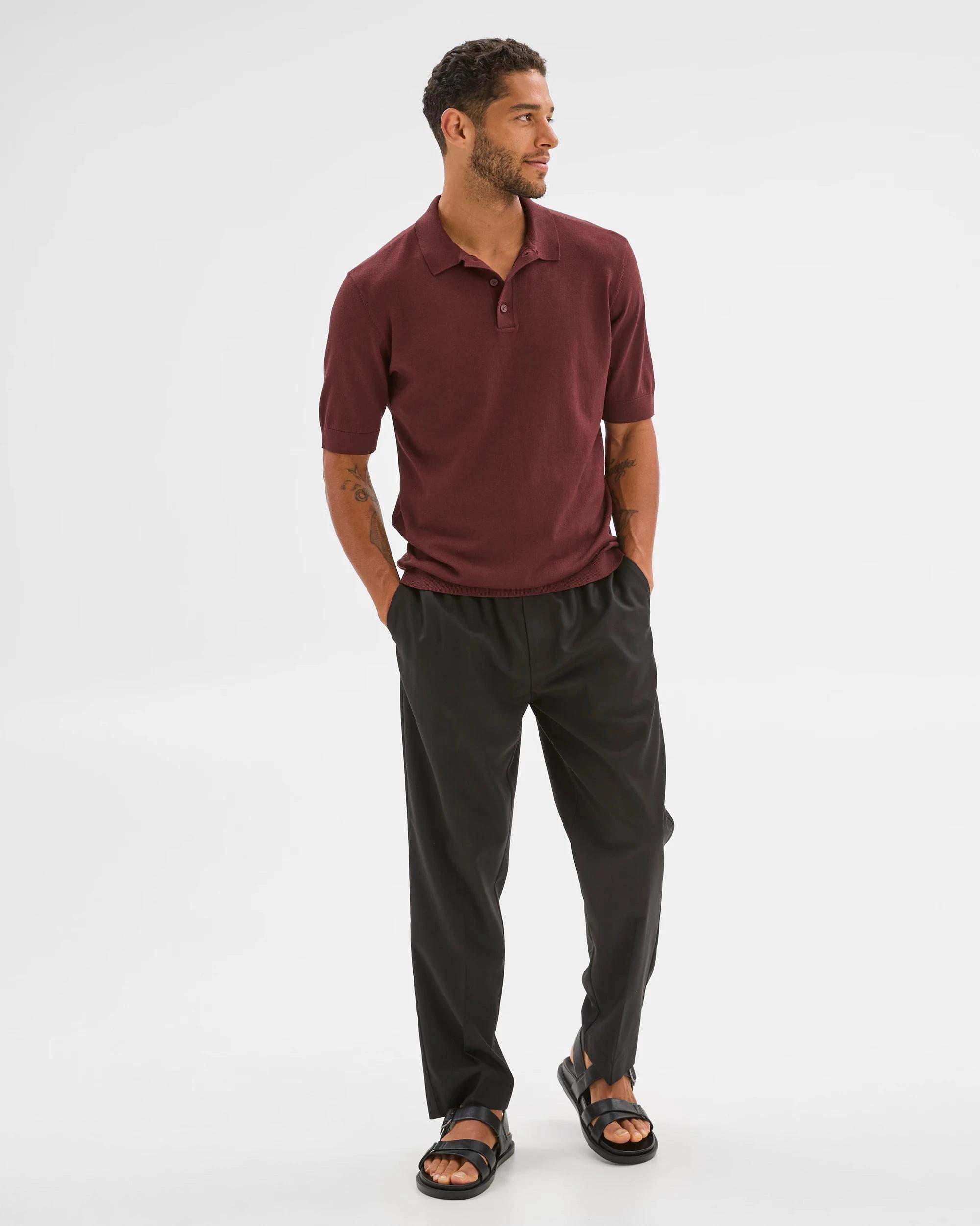 2 Preview Knit Polo Top BITTER CHOC, 2 of 9