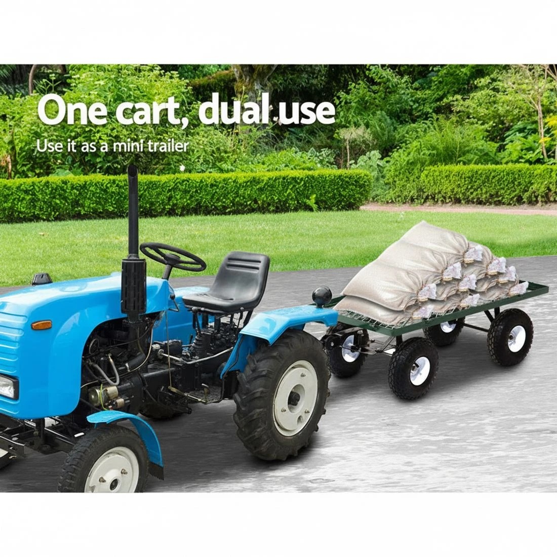 6 Gardeon 360kg Mesh Garden Cart Steel Removable Sides Trolley Wagon ATV Trailer - Green, 6 of 8