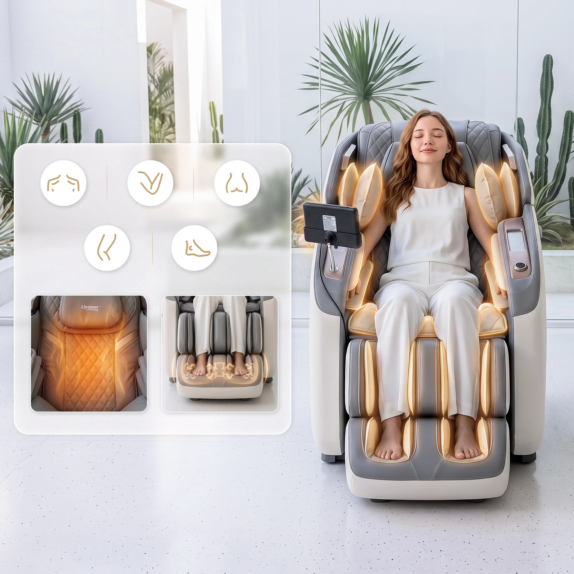 10 Livemor Prestige 4D Massage Chair Dual Mechanism Full Body SL-Track Zero Gravity Recliner Body Scan - Multi, 10 of 10