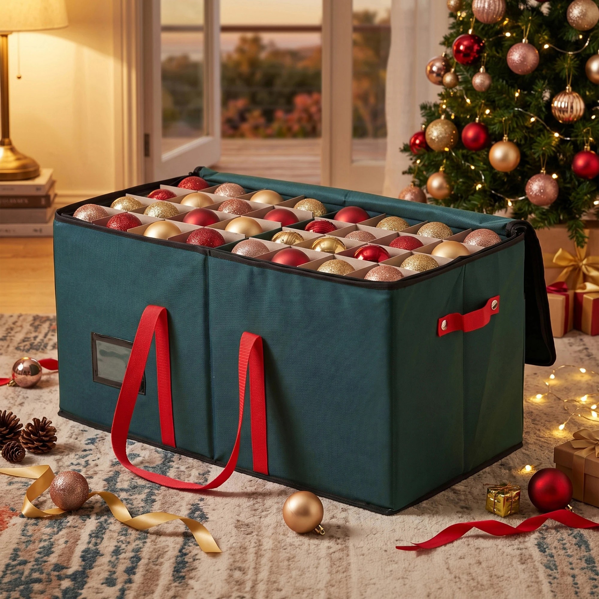 8 Jingle Jollys Christmas Baubles Storage Box 128 Slots Decor Ornaments Container - Green, 8 of 8
