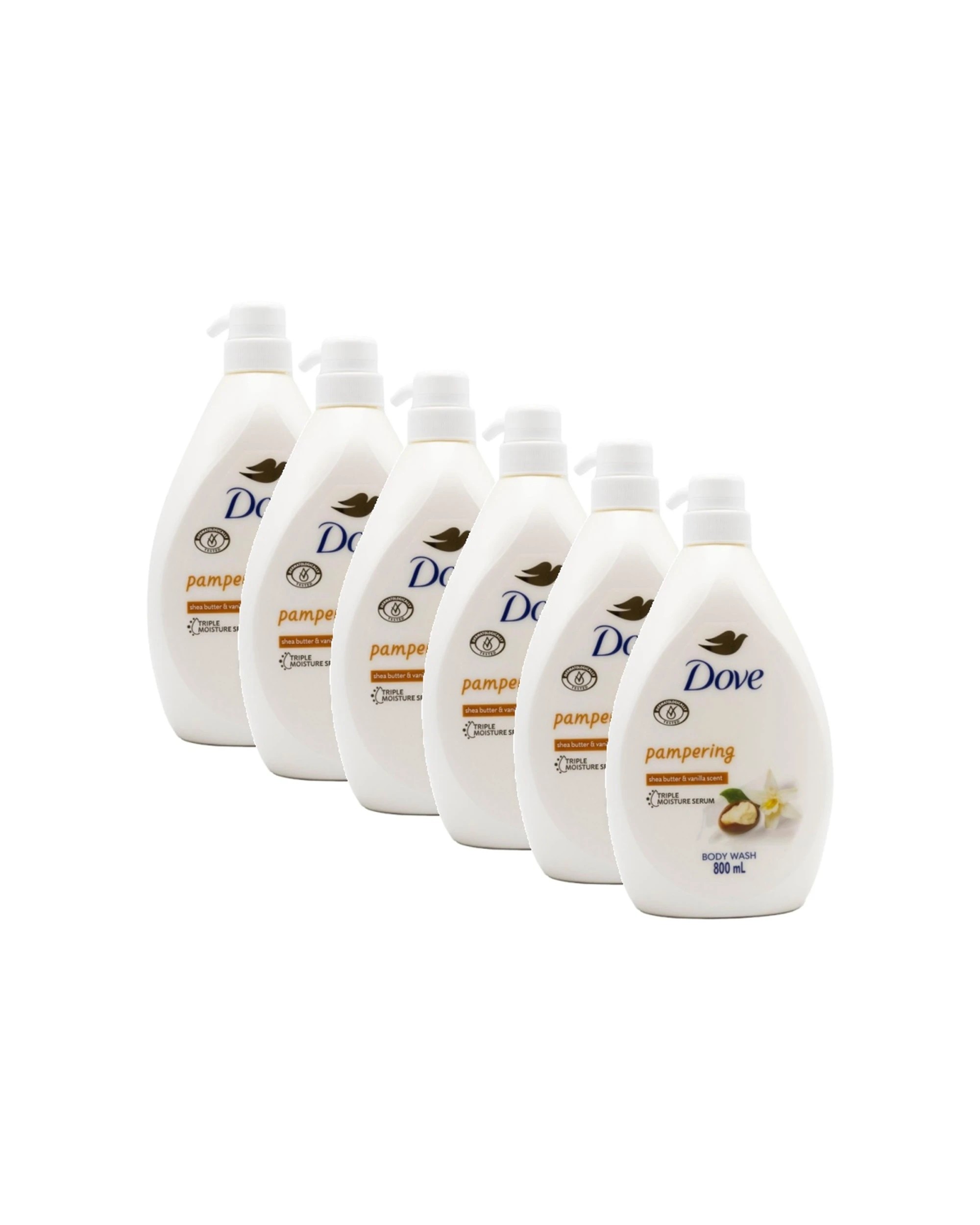 1 Dove 6pk Pampering Body Wash W Shea Butter And Vanilla Scent 800ml - White, 1 of 3