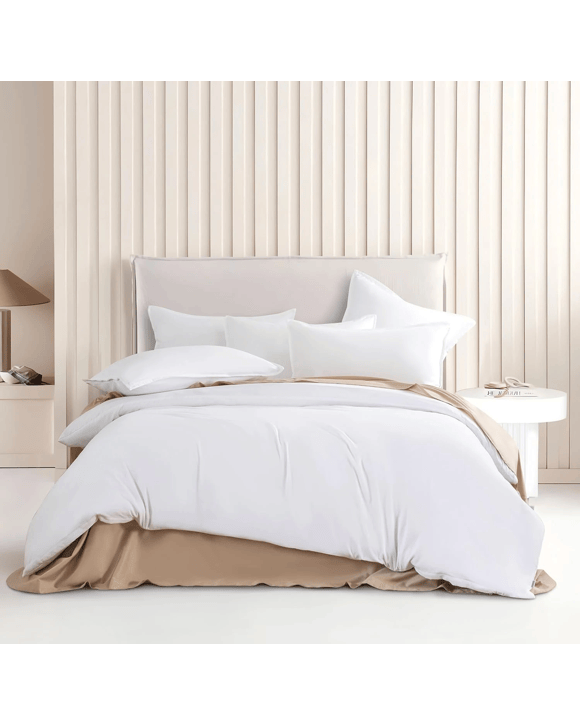 CleverPolly 100% Vintage Washed Microfibre Quilt Cover Set - Single Bed - White