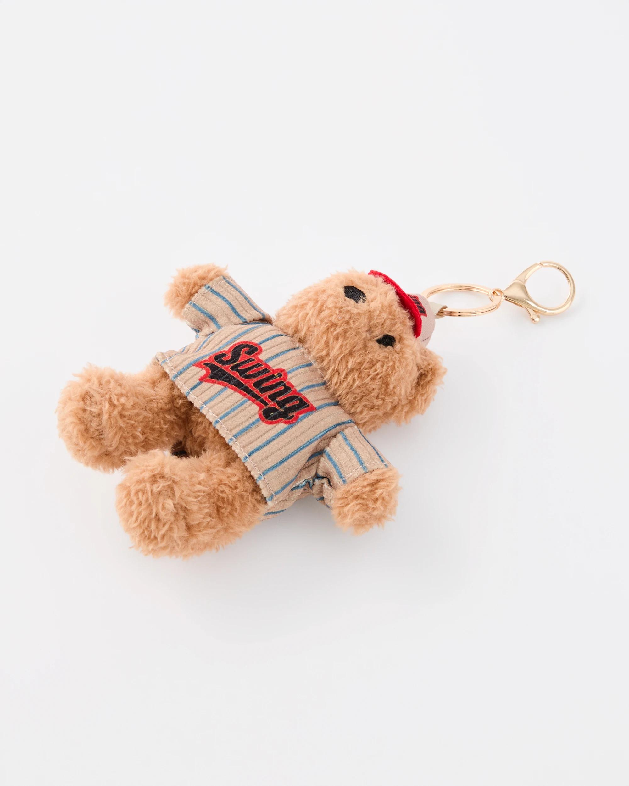 3 Baseball Bear Charm Keyring - Brown and Gold Tone Brown, 3 of 4