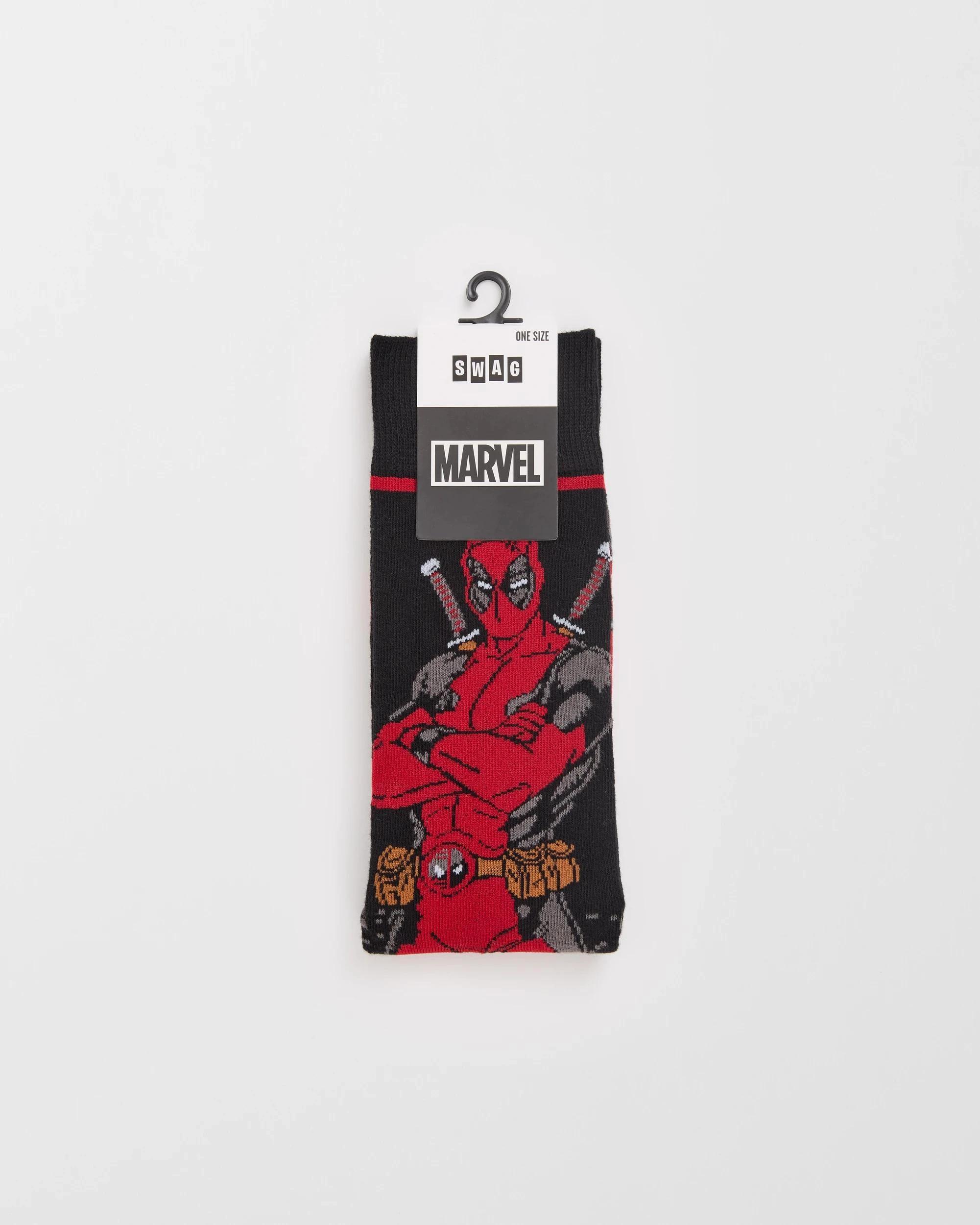 3 Swag Deadpool Crew Socks RED, 3 of 3