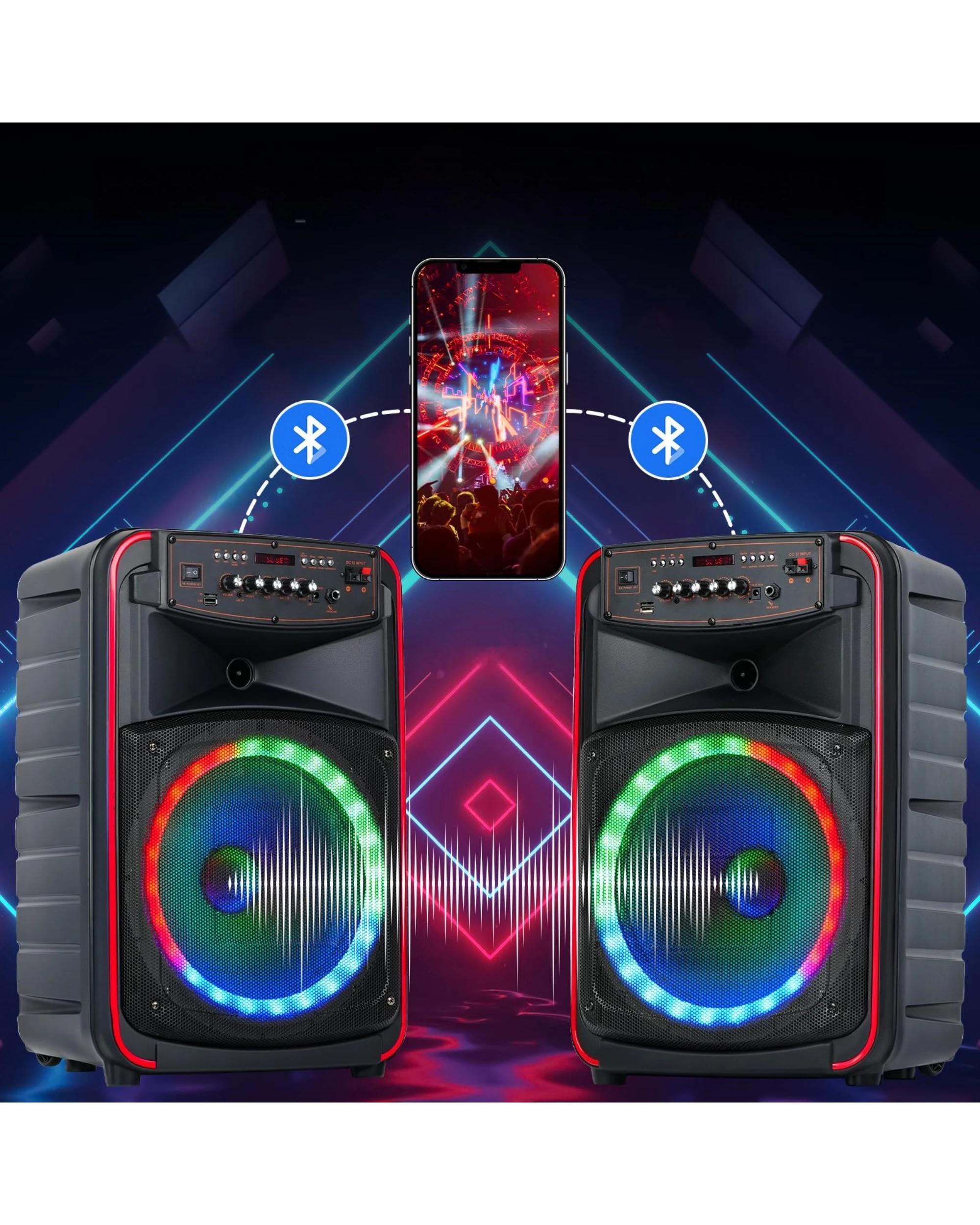 9 Advwin Portable Bluetooth Karaoke Speaker for Outdoor Home with 2 Wireless Microphones, 9 of 9