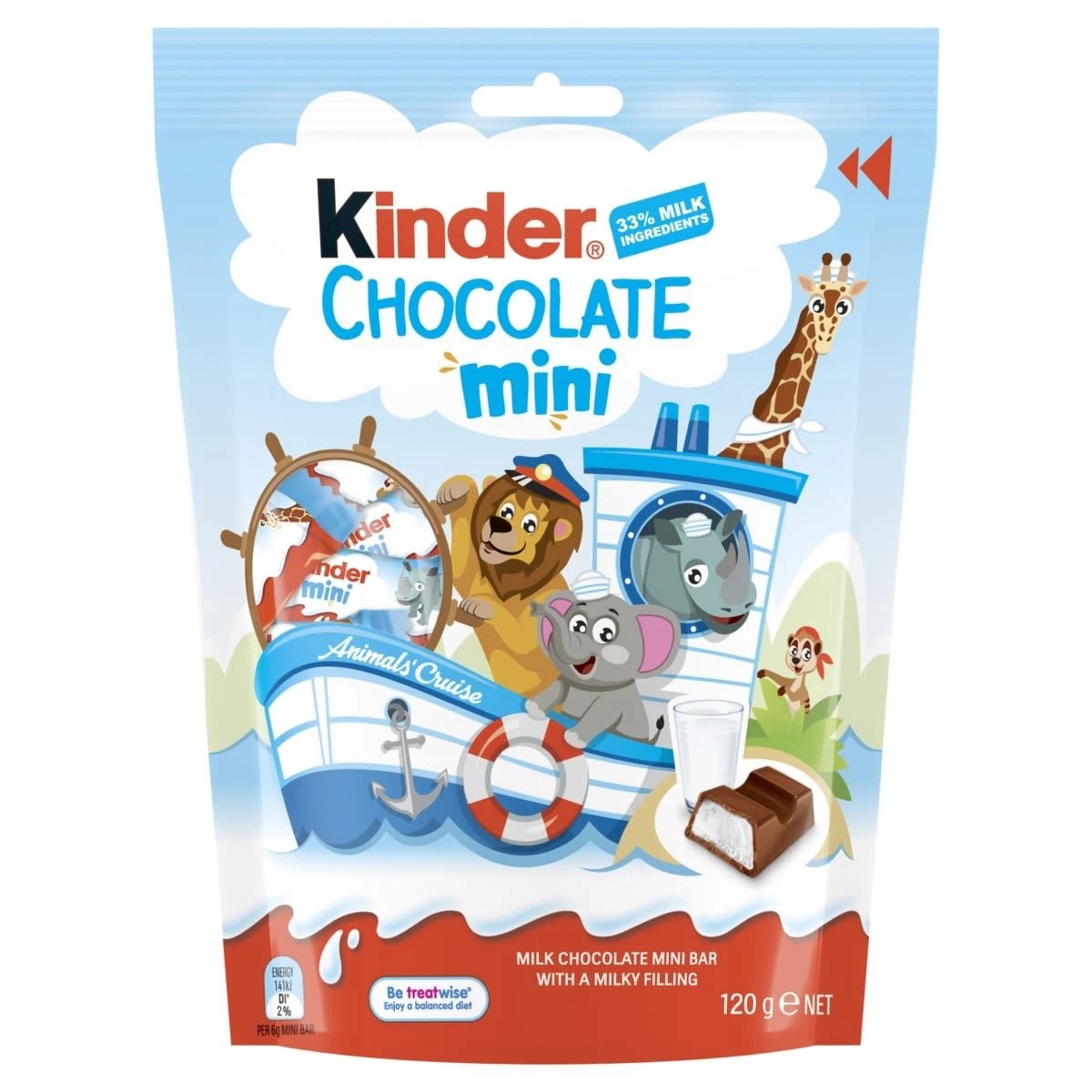 1 Kinder Chocolate Mini Milk Chocolate Share Bag Safari World 120g, 1 of 2