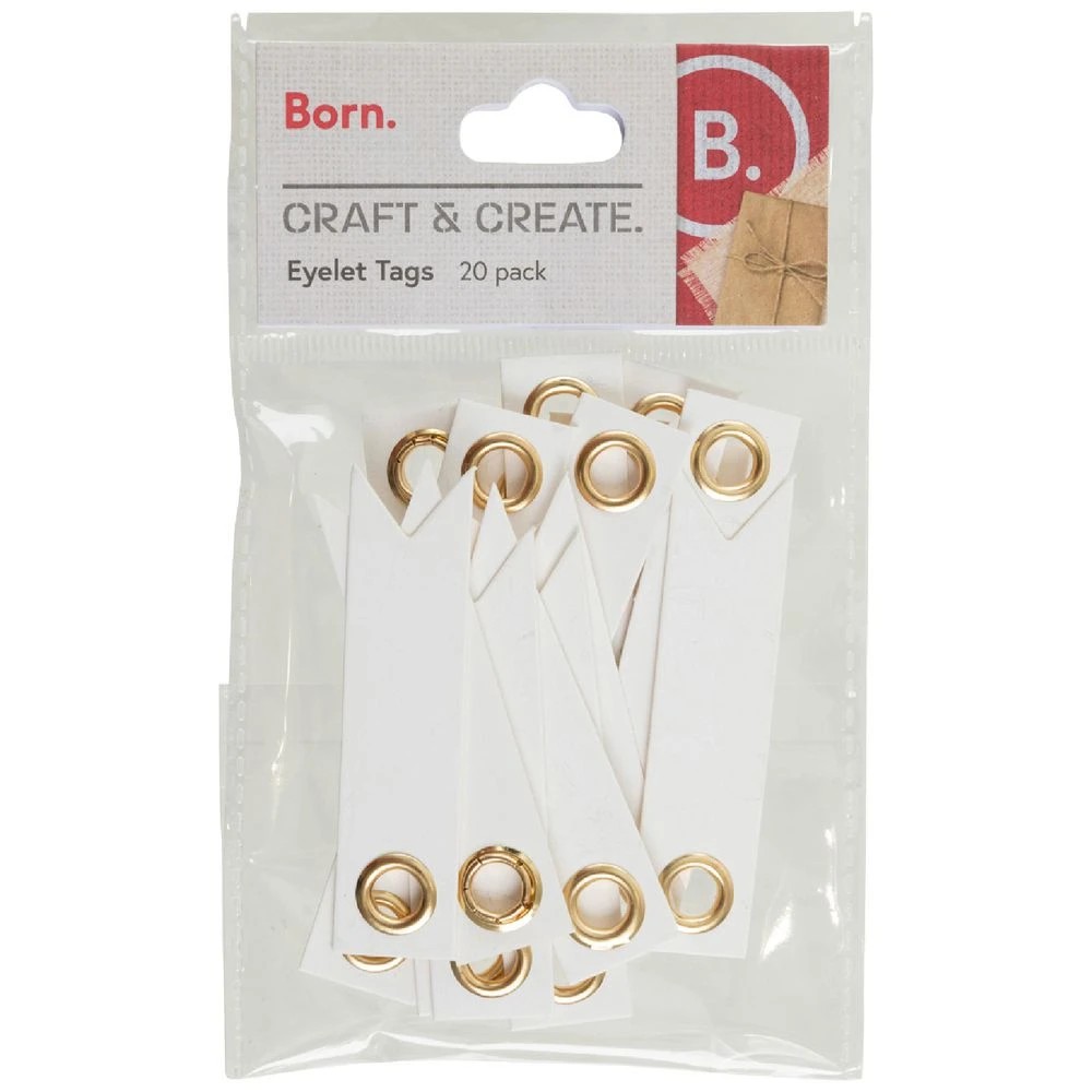 1 Born Eyelet Tags 20 Pack White, 1 of 2