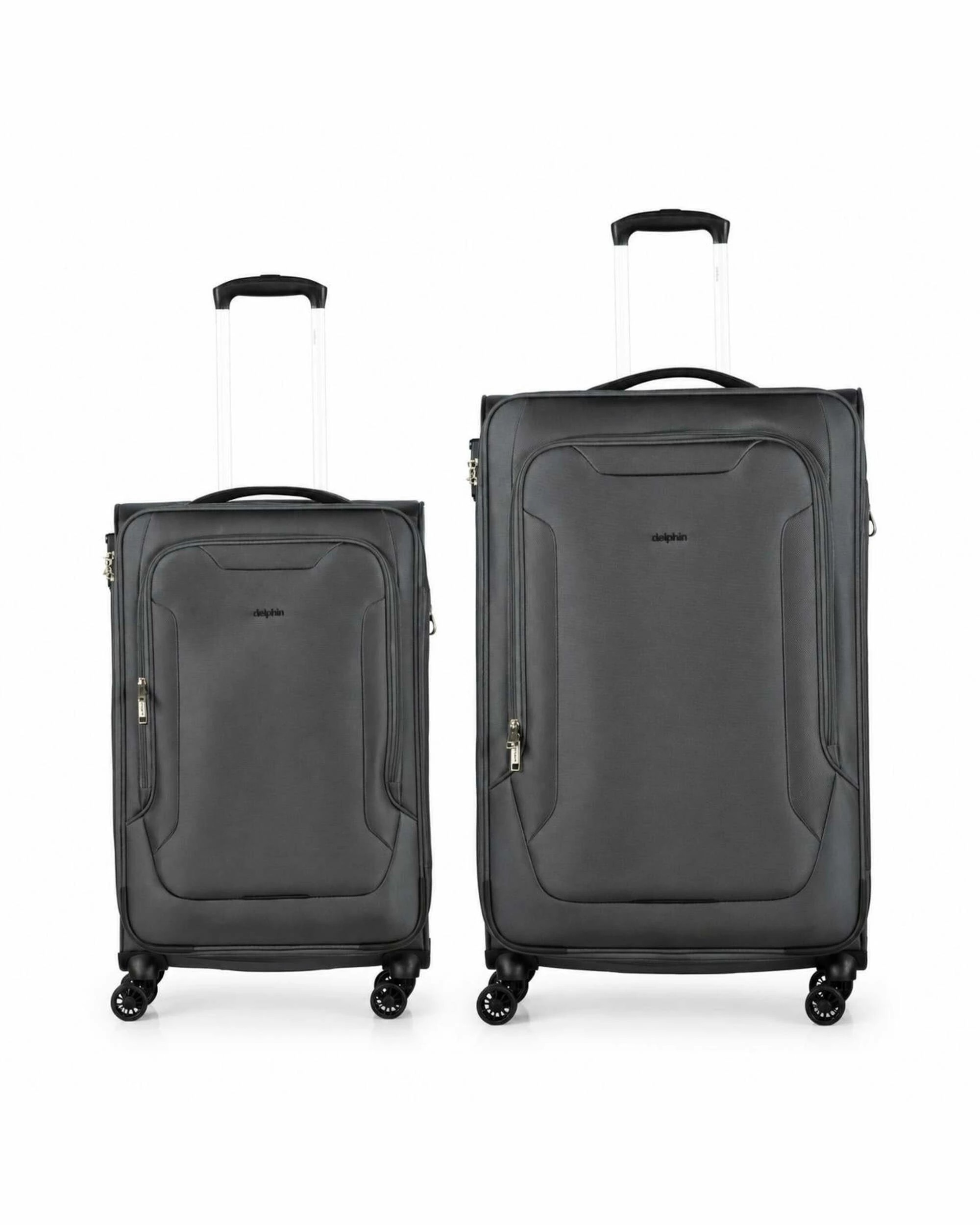 1 delphin caspian 2 Piece Suitcase Set Large & Medium - Grey, 1 of 5