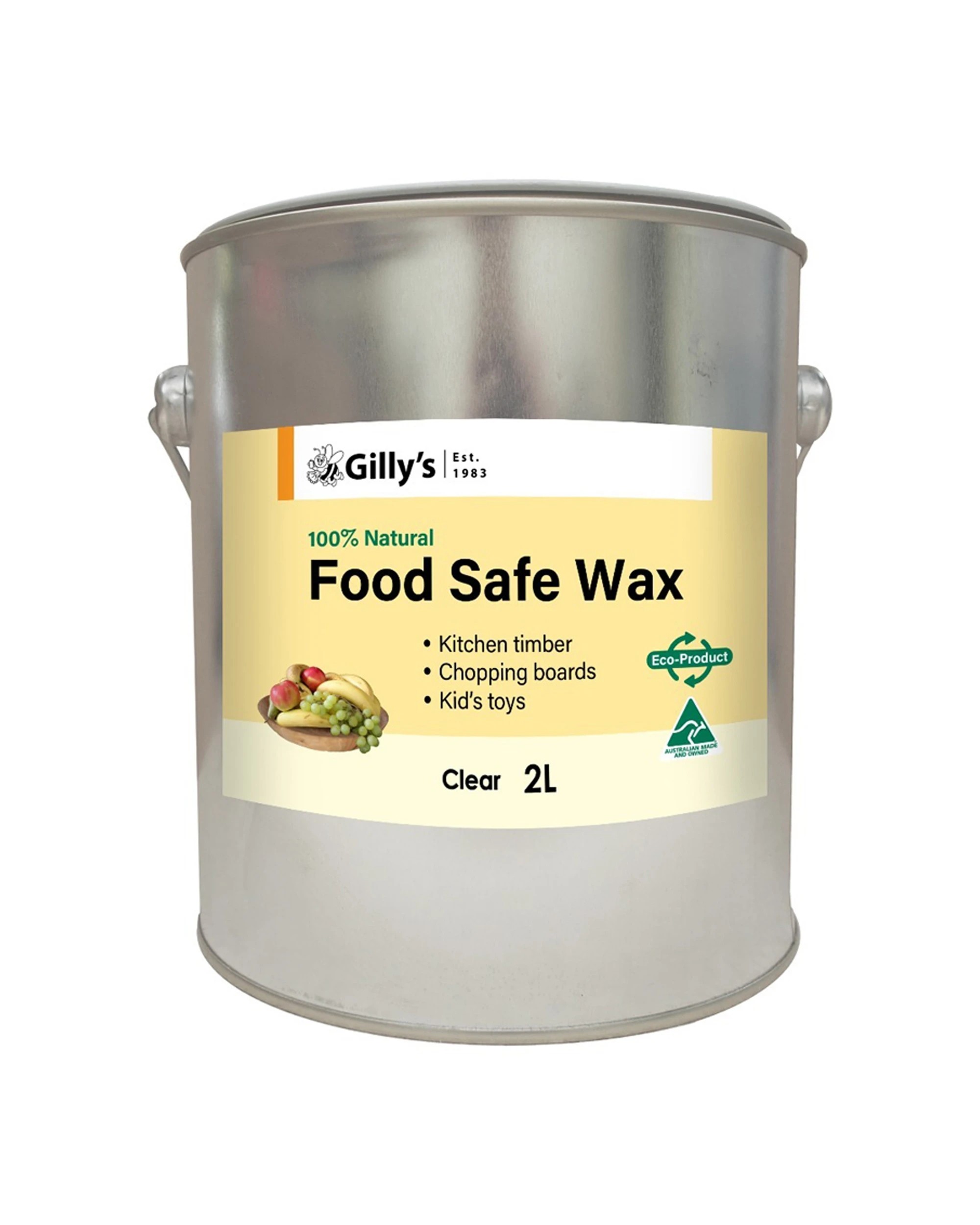 1 Gillys Food Safe Wax For Kitchen Timber Chopping Boards & Wooden Toys 2L - Clear, 1 of 1