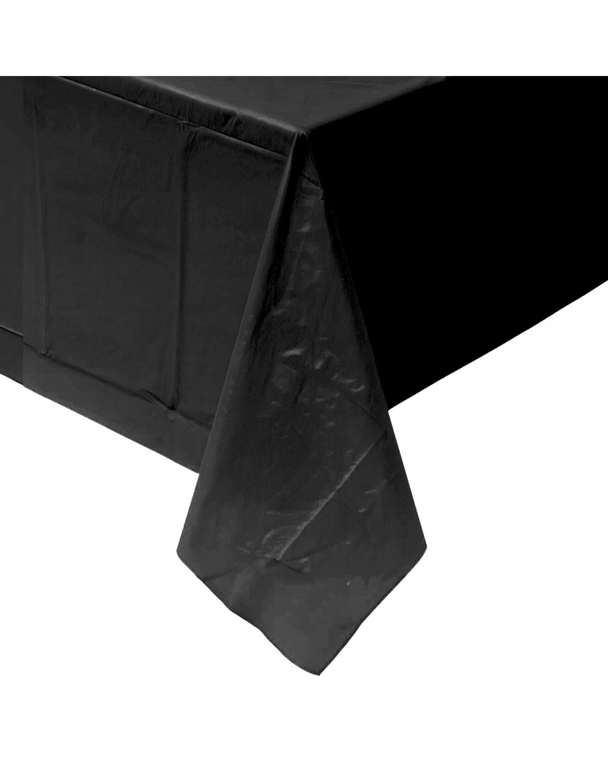 1 Unique Black Rectangular Plastic Tablecloth - Black, 1 of 2