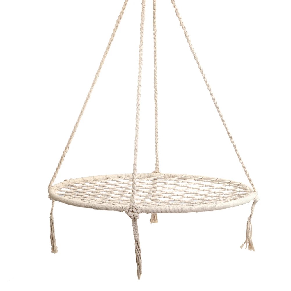 1 Gardeon Hammock Chair Outdoor Tree Swing Nest Web Hanging Seat 100cm - Beige, 1 of 7