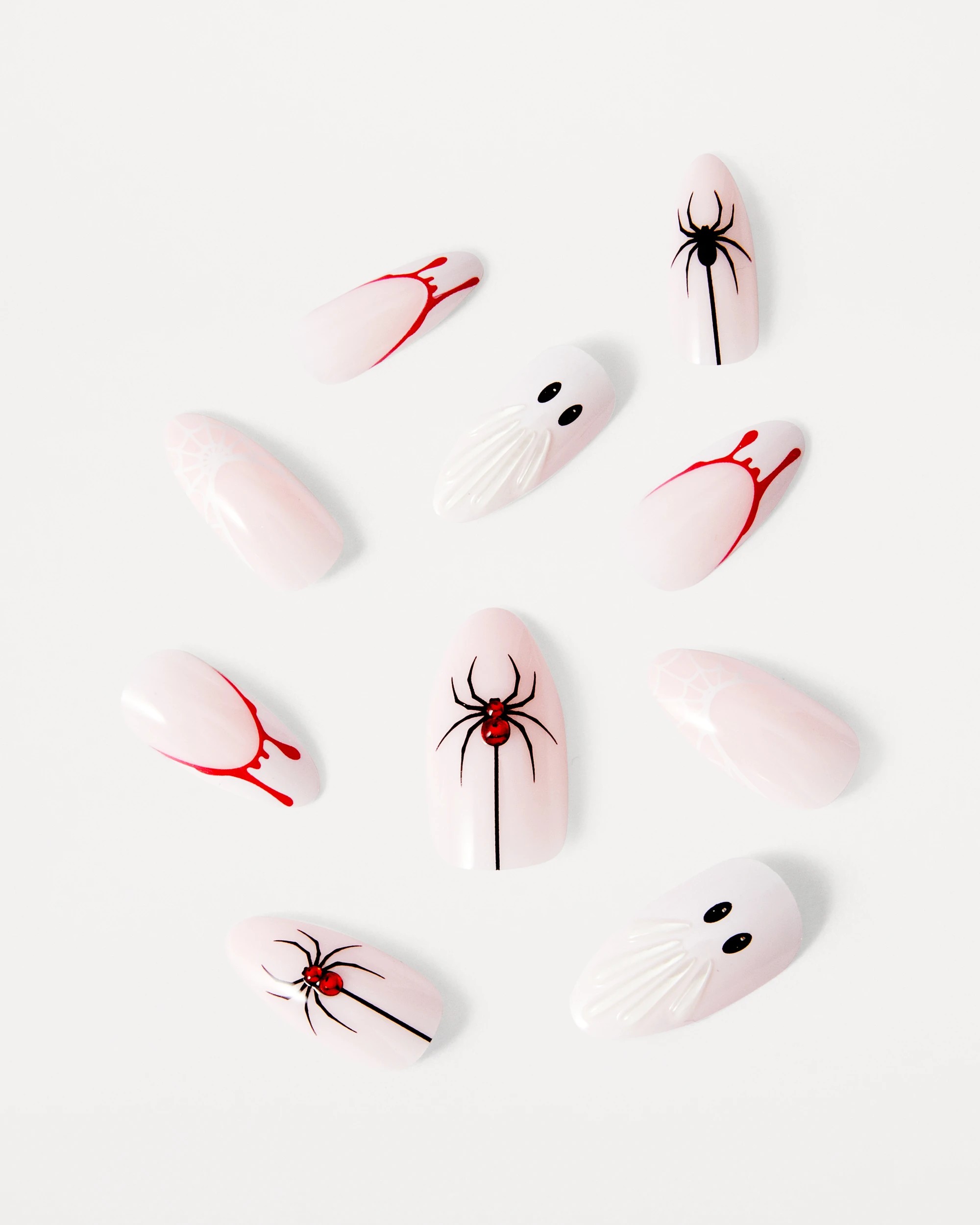 2 OXX Beauty 24 Pack Artificial Nails with Adhesive - Stiletto Shape, Spider Blood, 2 of 4