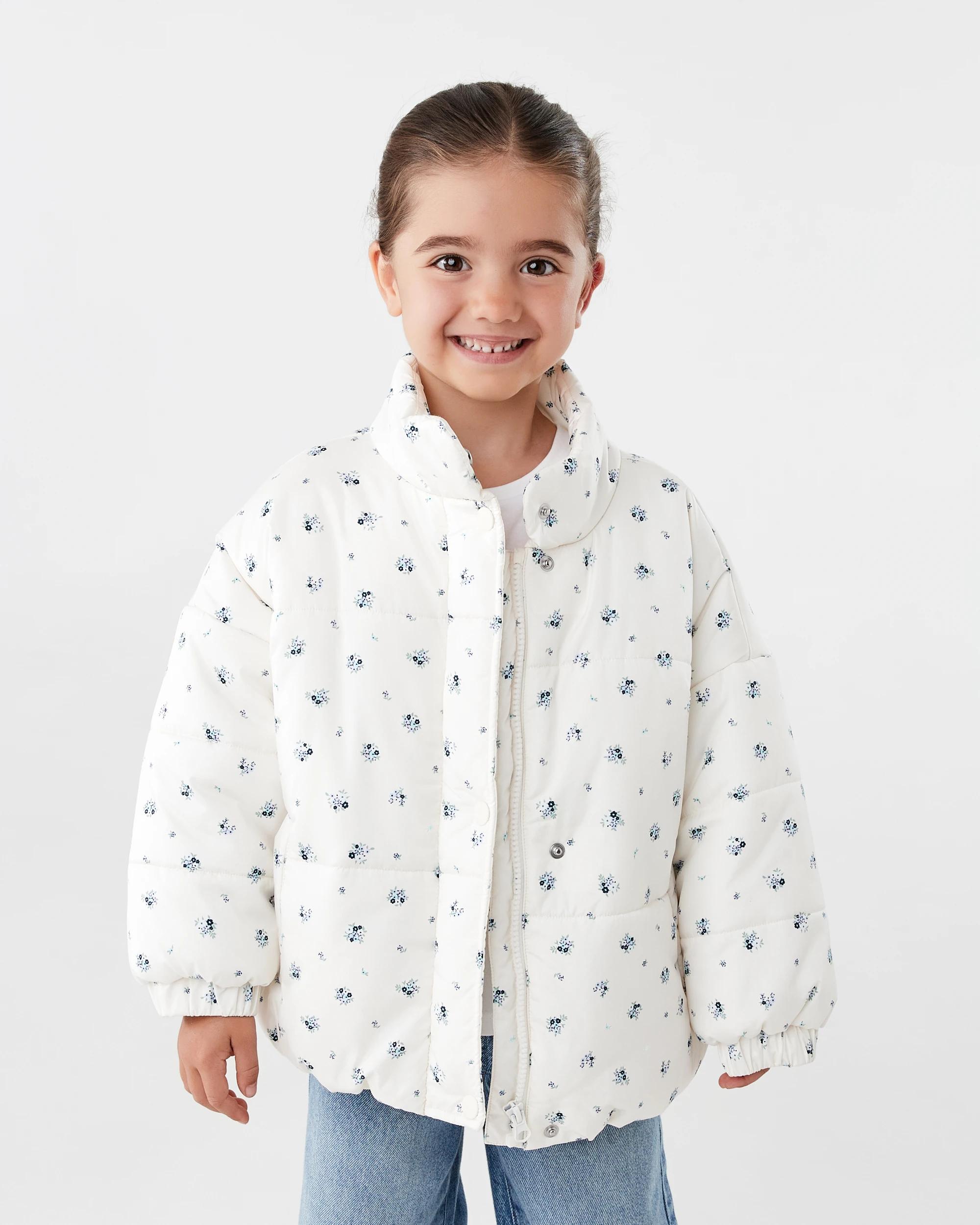 1 Oversized Puffer Jacket Bge Floral, 1 of 10