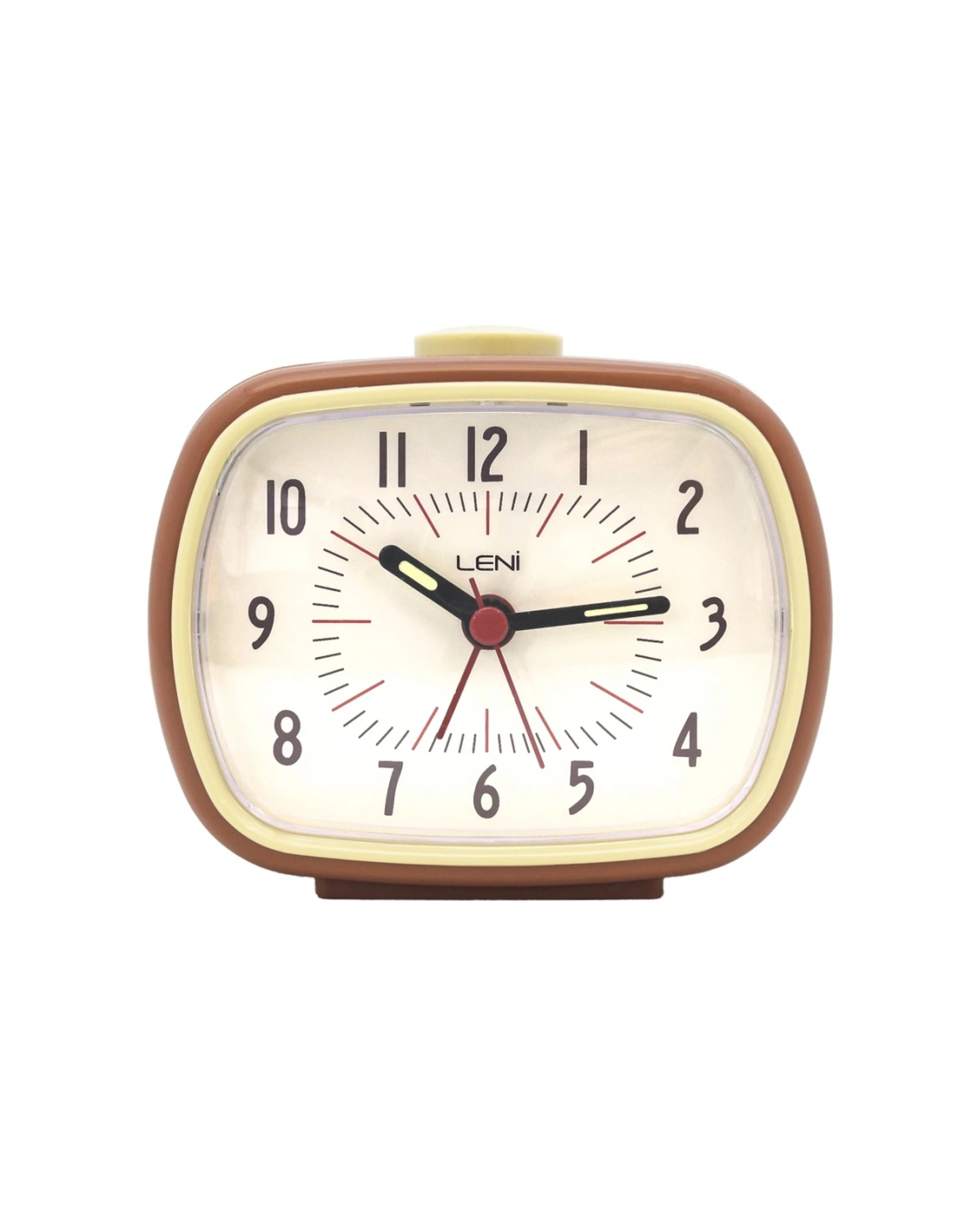 2 Leni Retro 9cm Alarm Clock Luminescent Hands Audible Beep-Beep Alarm - Brown, 2 of 8