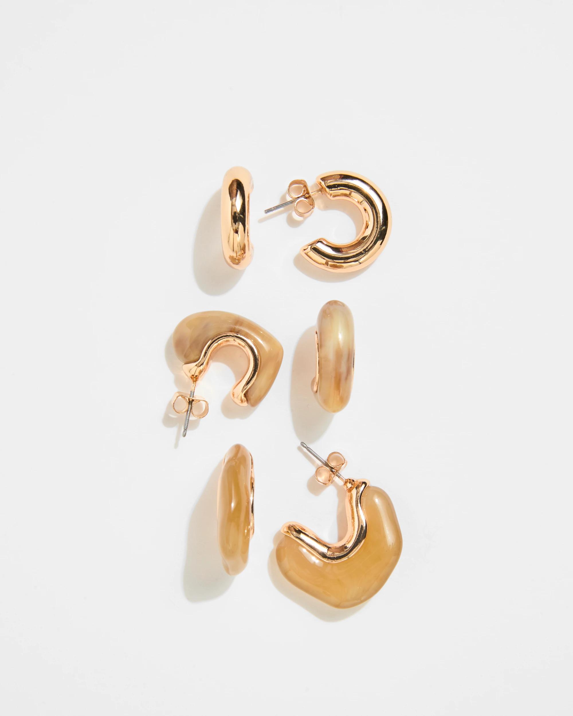 1 Target 3 Pack Chunky Resin Hoop Earrings CHOCOLATE, 1 of 1