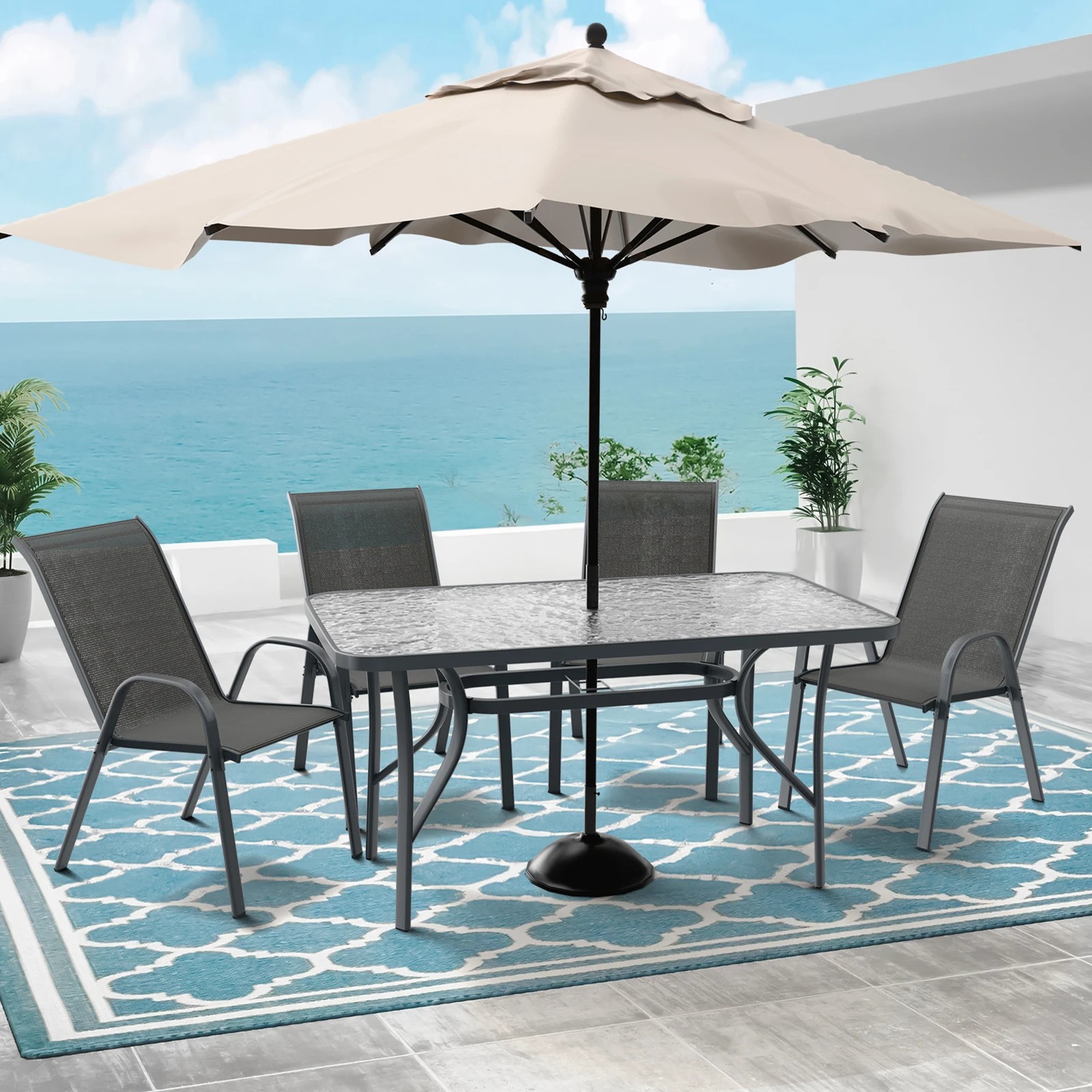 3 Alfordson 5PCS Outdoor Dining Set Table and Chairs Patio Furniture Bistro - Grey, 3 of 9