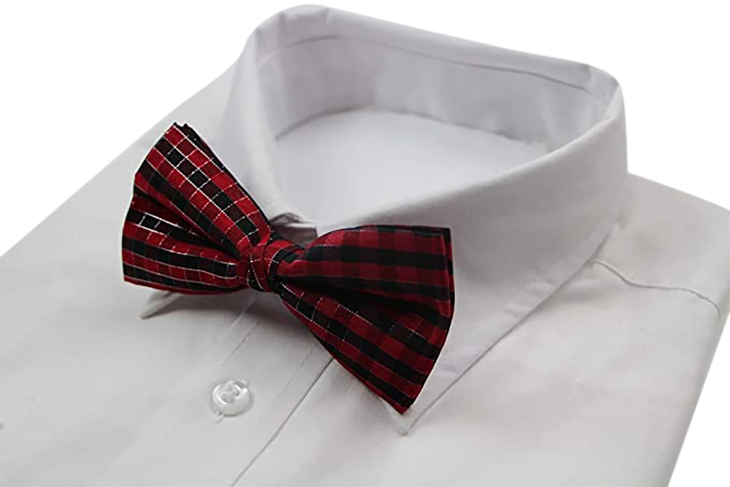 5 Zasel Mens Black & Red Plaid Patterned Tinsel Bow Tie - Multi, 5 of 5