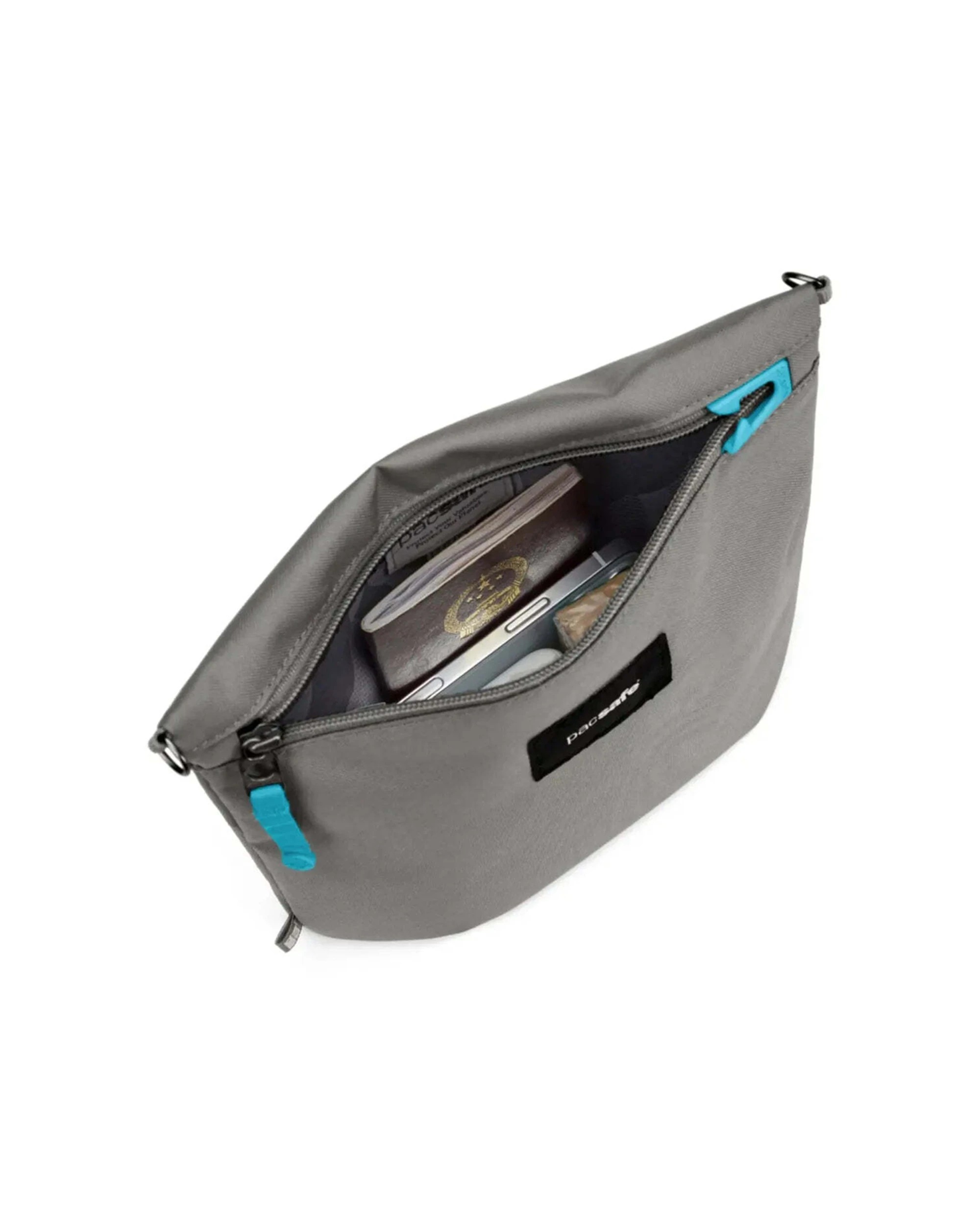 2 Pacsafe Go Anti-Theft Crossbody Pouch Convertible Strap Recycled Polyester Stone - Grey, 2 of 8