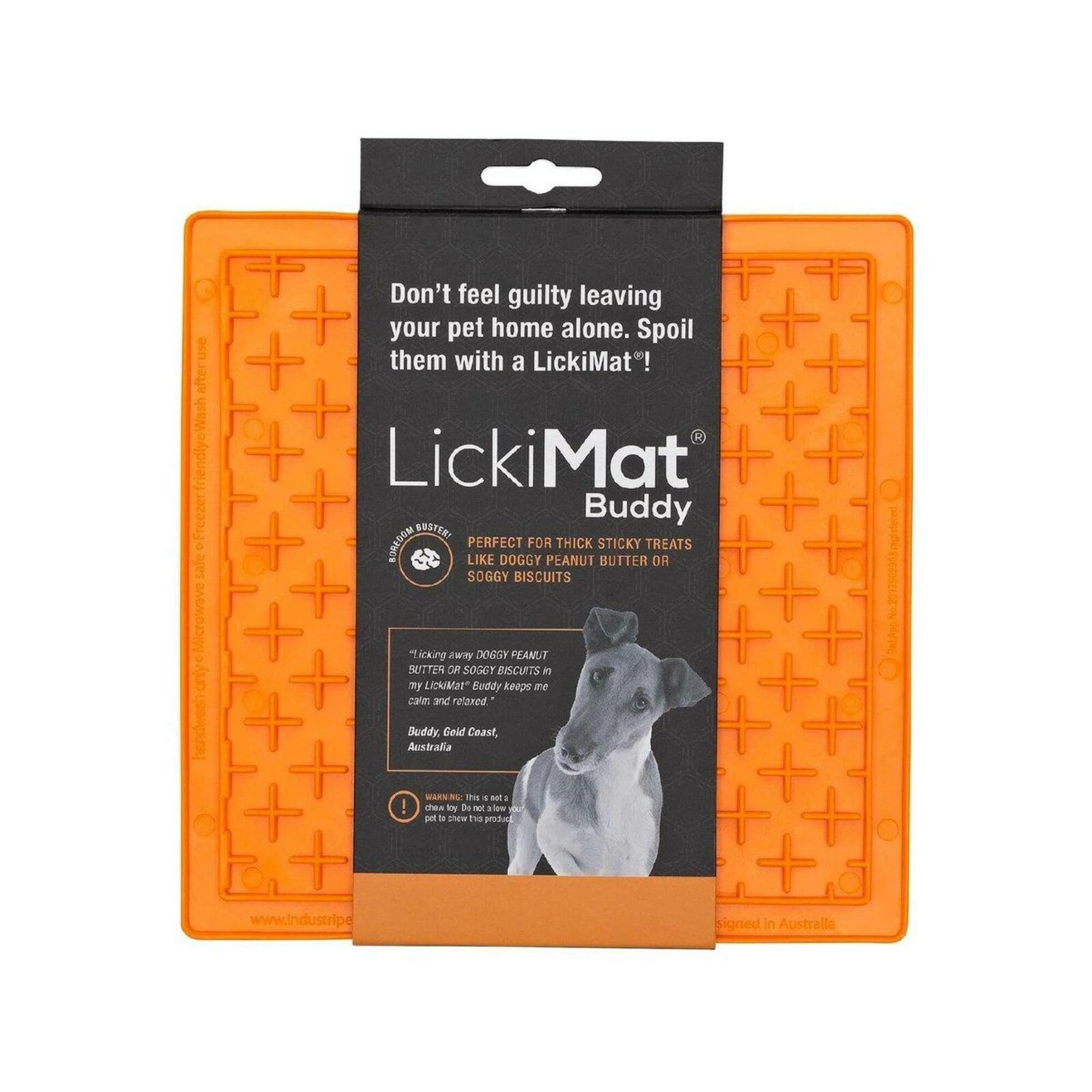 1 Lickimat Buddy Original Slow Food Anti-Anxiety Licking Mat For Cats & Dogs - Orange, 1 of 1