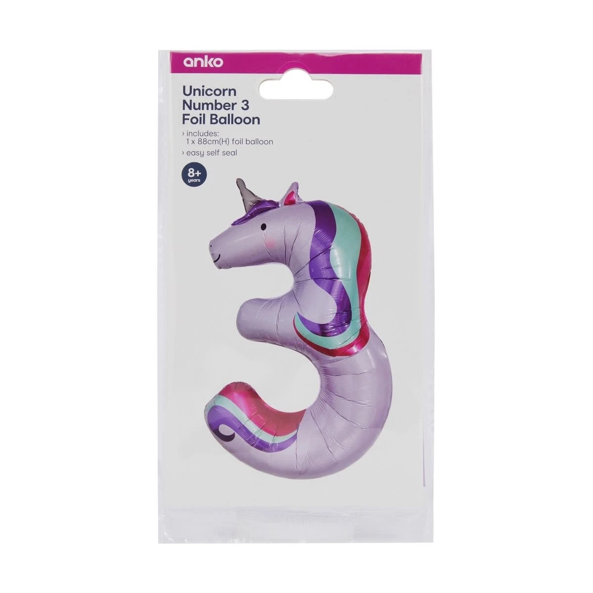 4 Unicorn Number 3 Foil Balloon, 4 of 4