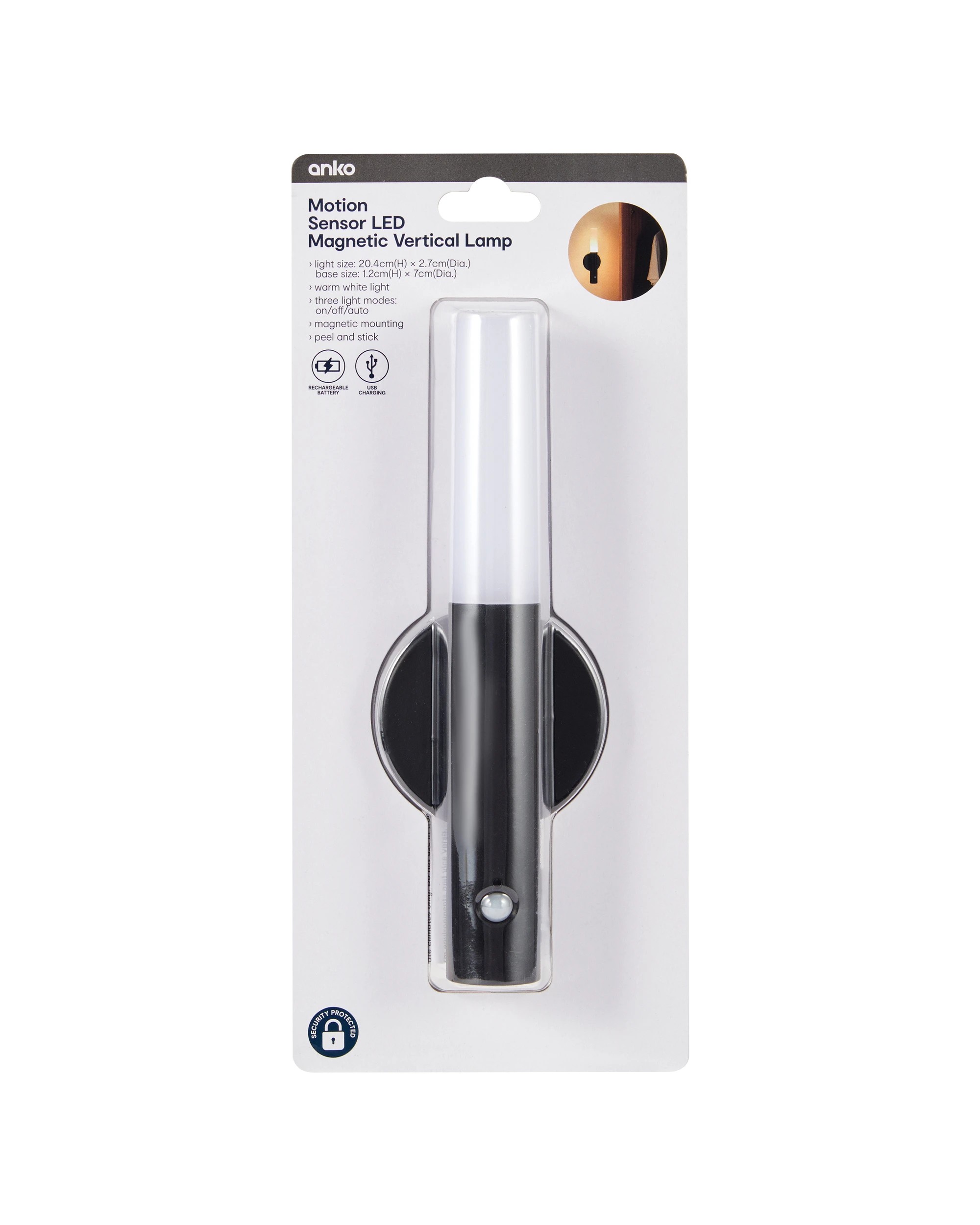 8 Motion Sensor LED Magnetic Vertical Lamp - Black, 8 of 8
