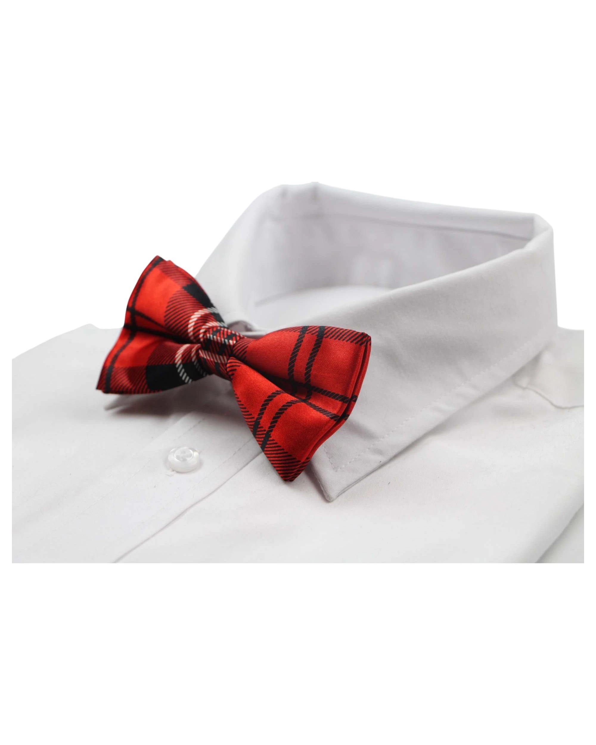 1 Zasel Mens Red And Black Plaid Patterned Bow Tie - Multi, 1 of 5