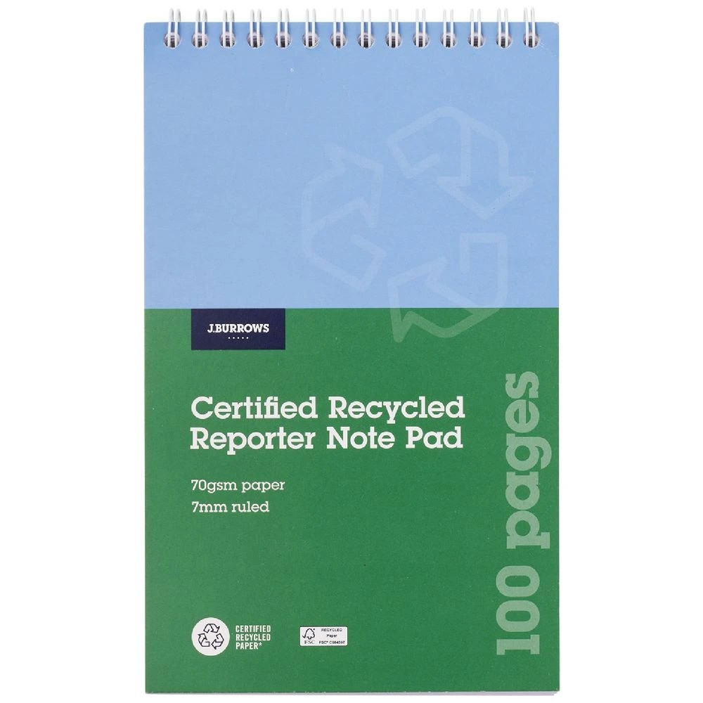 1 J.Burrows Reporter Top Spiral Bound Notebook 100 Page, 1 of 2