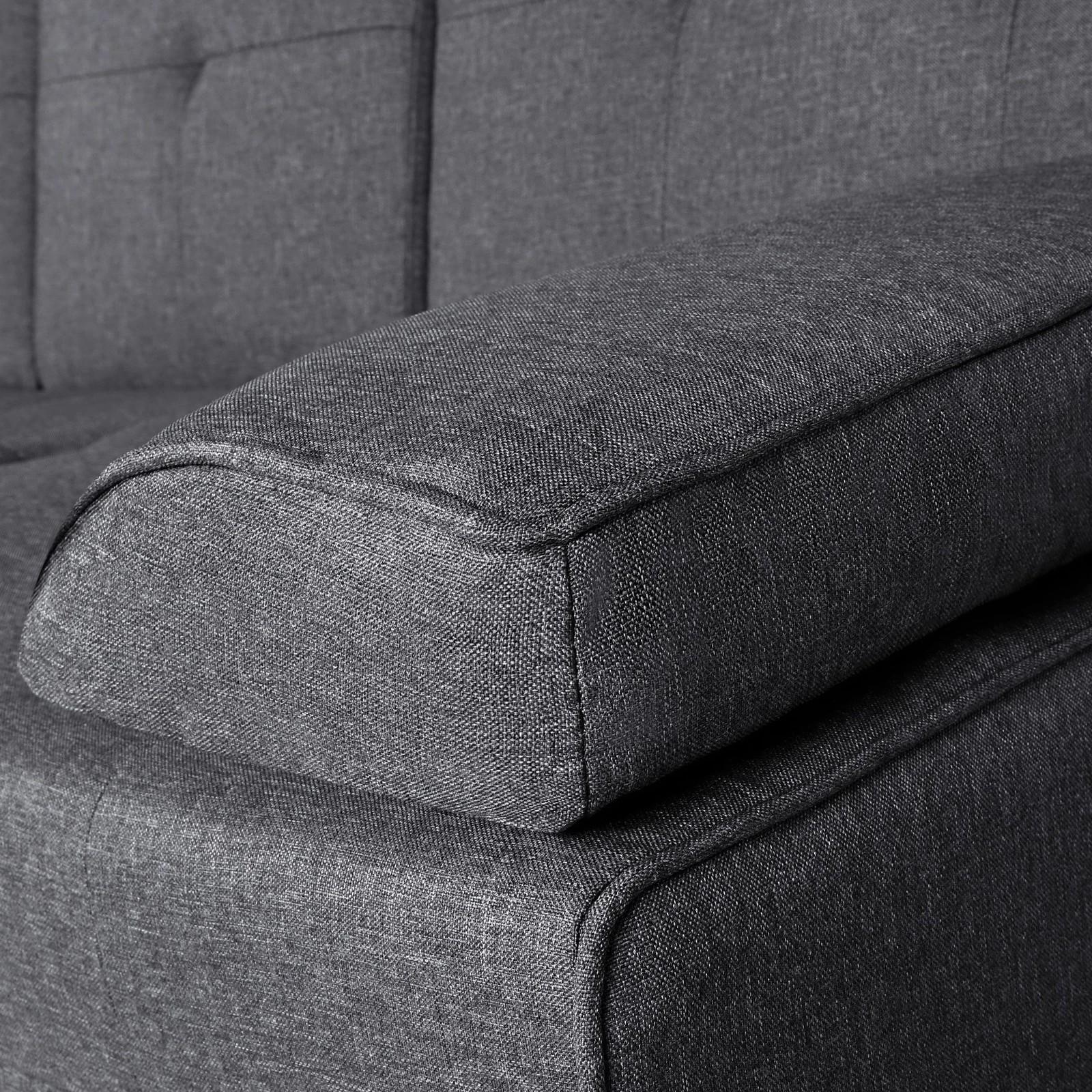 5 Alfordson Sofa Bed Lounge 3 Seater Futon Couch Beds Cup Holder Fabric - Grey, 5 of 10