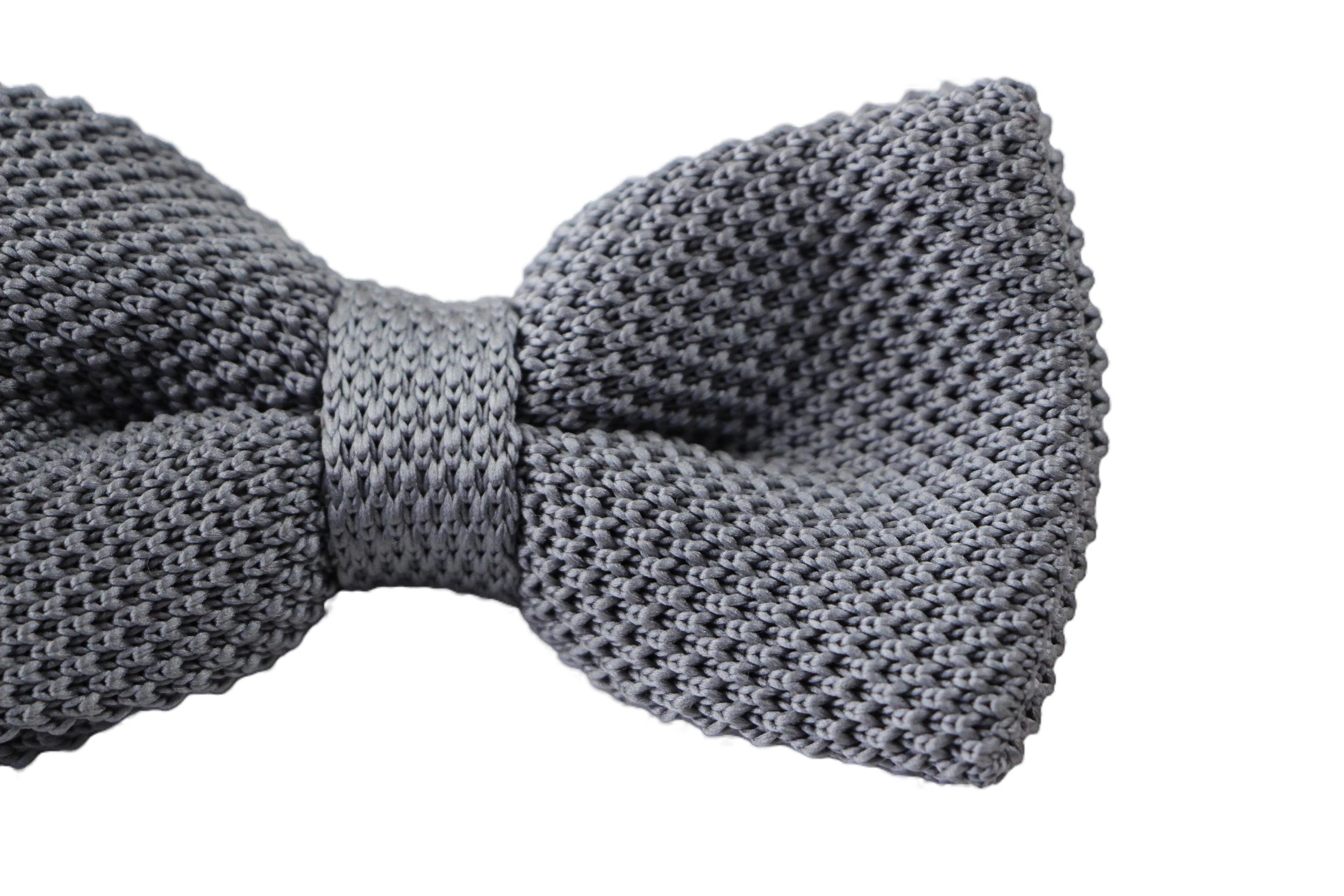 2 Zasel Mens Grey Cross-Hatched Knitted Bow Tie, 2 of 2