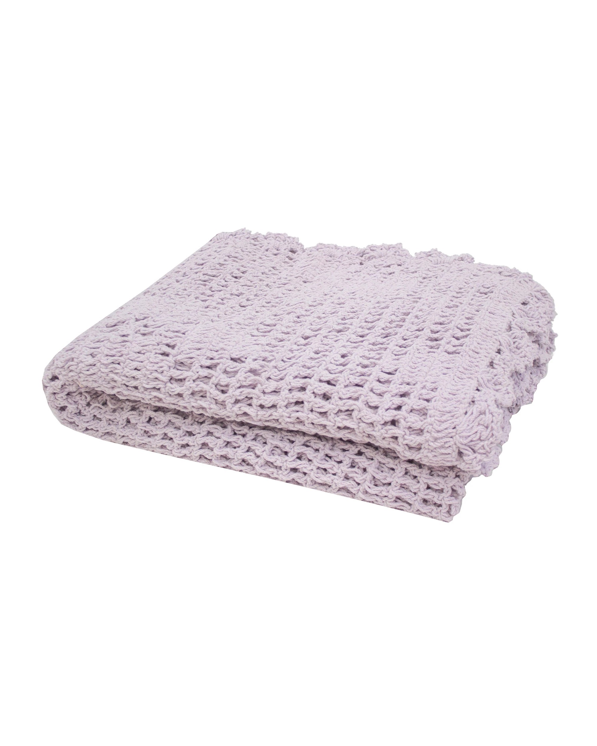 1 Bambury Callista Cotton Crochet  Throw Lilac - Purple, 1 of 2