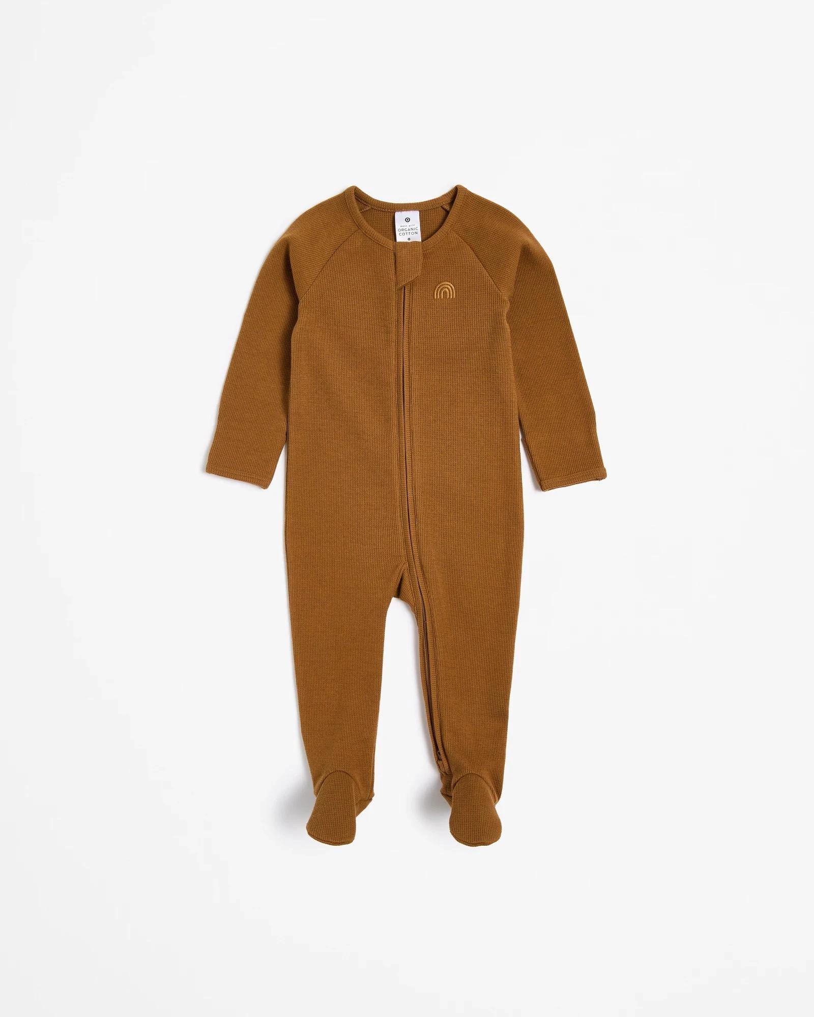 2 Target Baby Organic Cotton Waffle Zip Coverall - Rubber RUBBER BROWN, 2 of 4