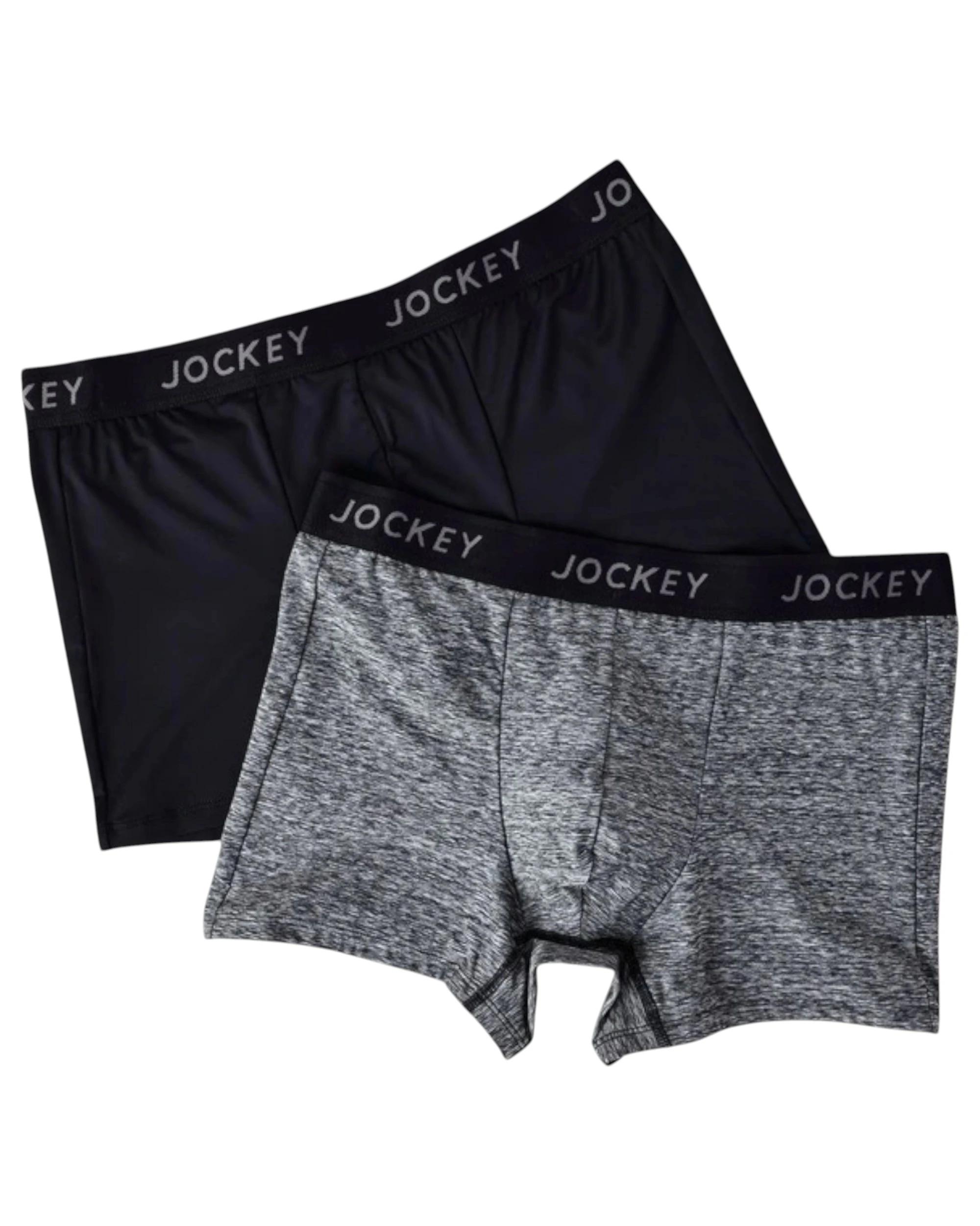 1 Jockey 6 Pack Mens Comfort Classics Microfibre Trunks Marle Underwear BLACK MARLE, 1 of 6