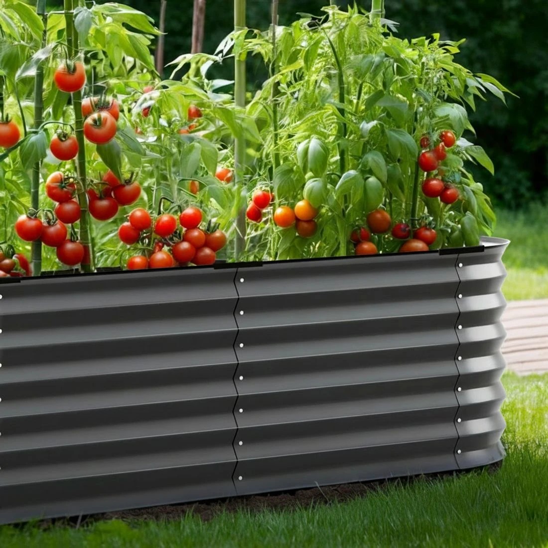 4 Green Fingers Garden Bed 9 In 1 Modular Planter Box Raised Container Galvanised - Grey, 4 of 6