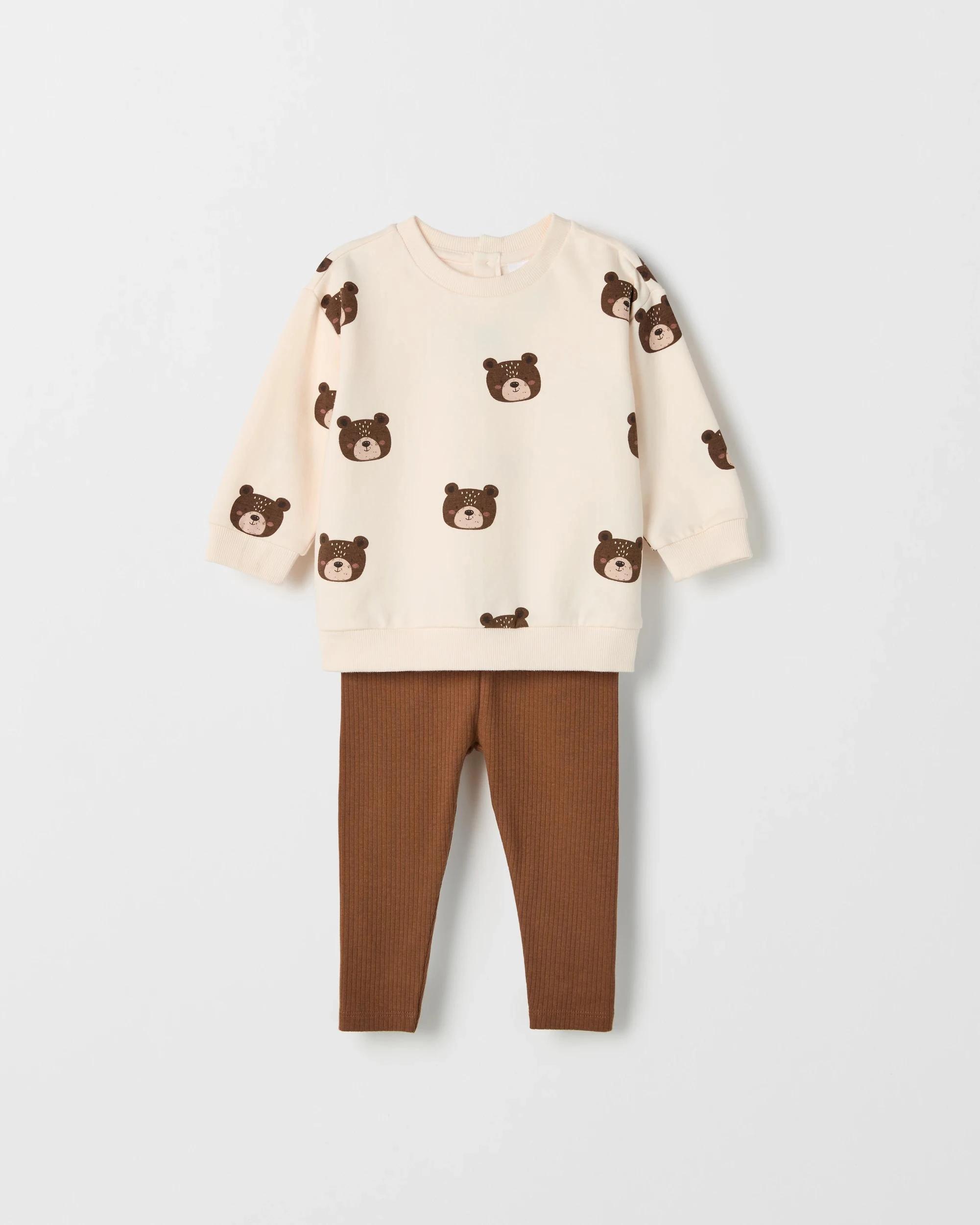 3 Target Baby Baby Organic Cotton Fleece Top and Rib Leggings Set BEARS, 3 of 5