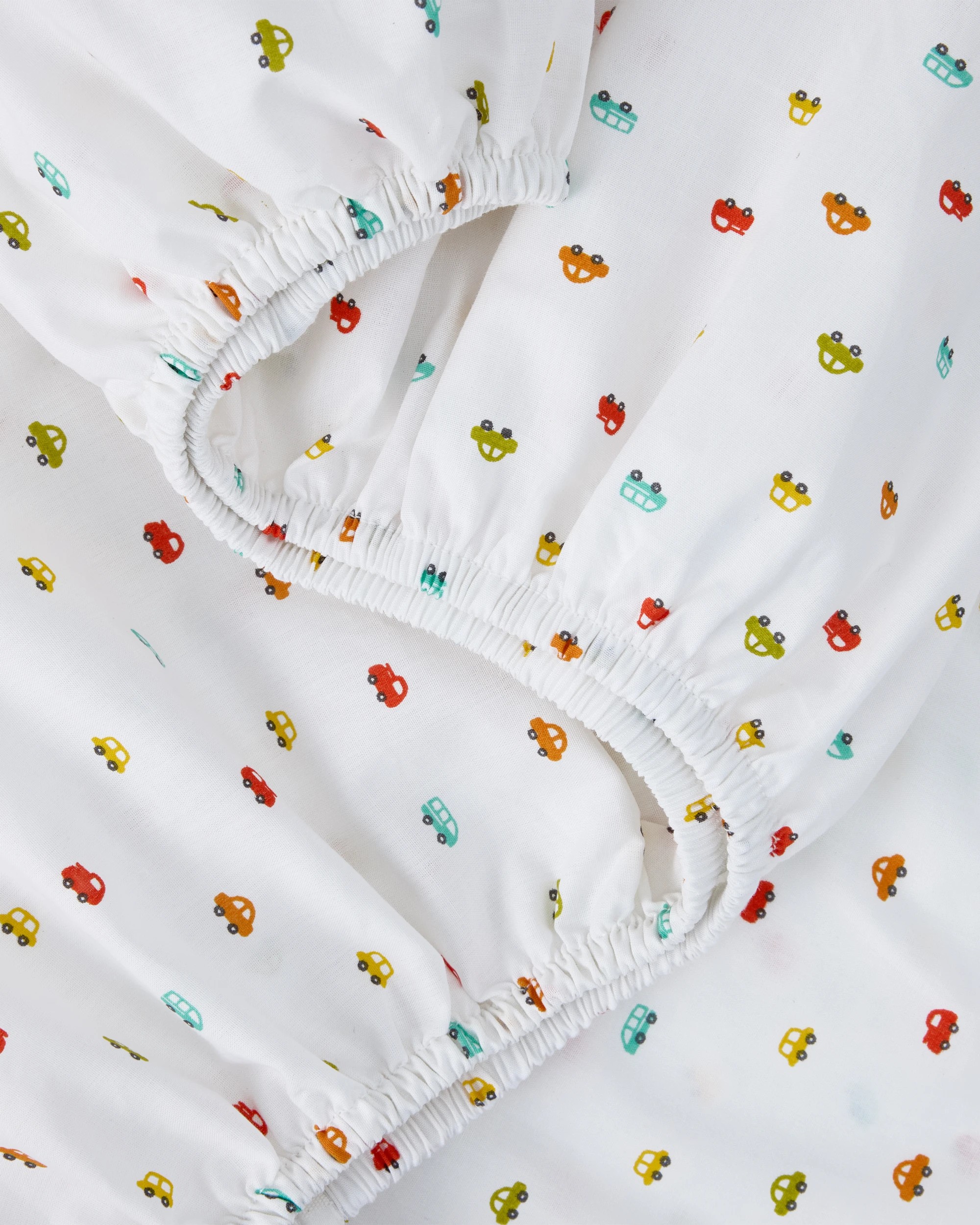 4 2 Pack 225 Thread Count Organic Cotton Fitted Cot Sheets - Cars and Checkered, 4 of 6