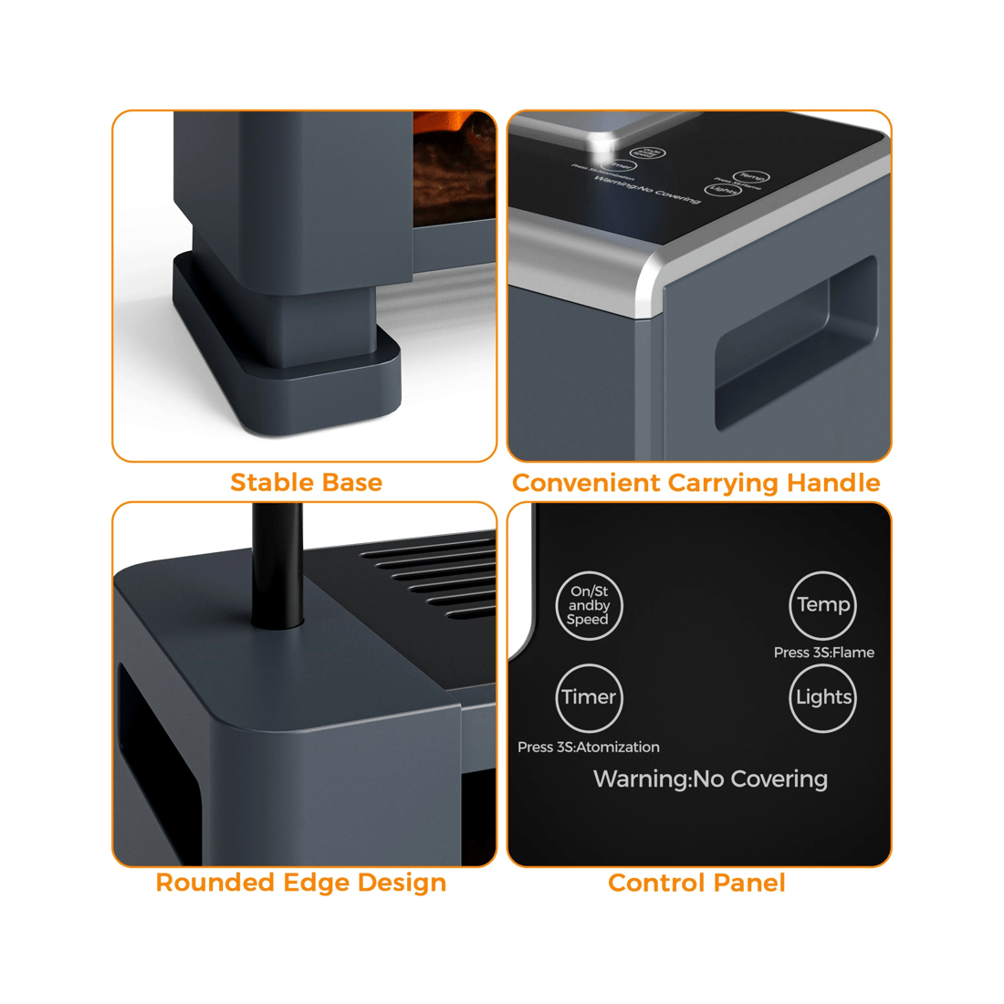 8 Advwin Baseboard Heater With 3d Flame 2200w Black
 - Black, 8 of 8