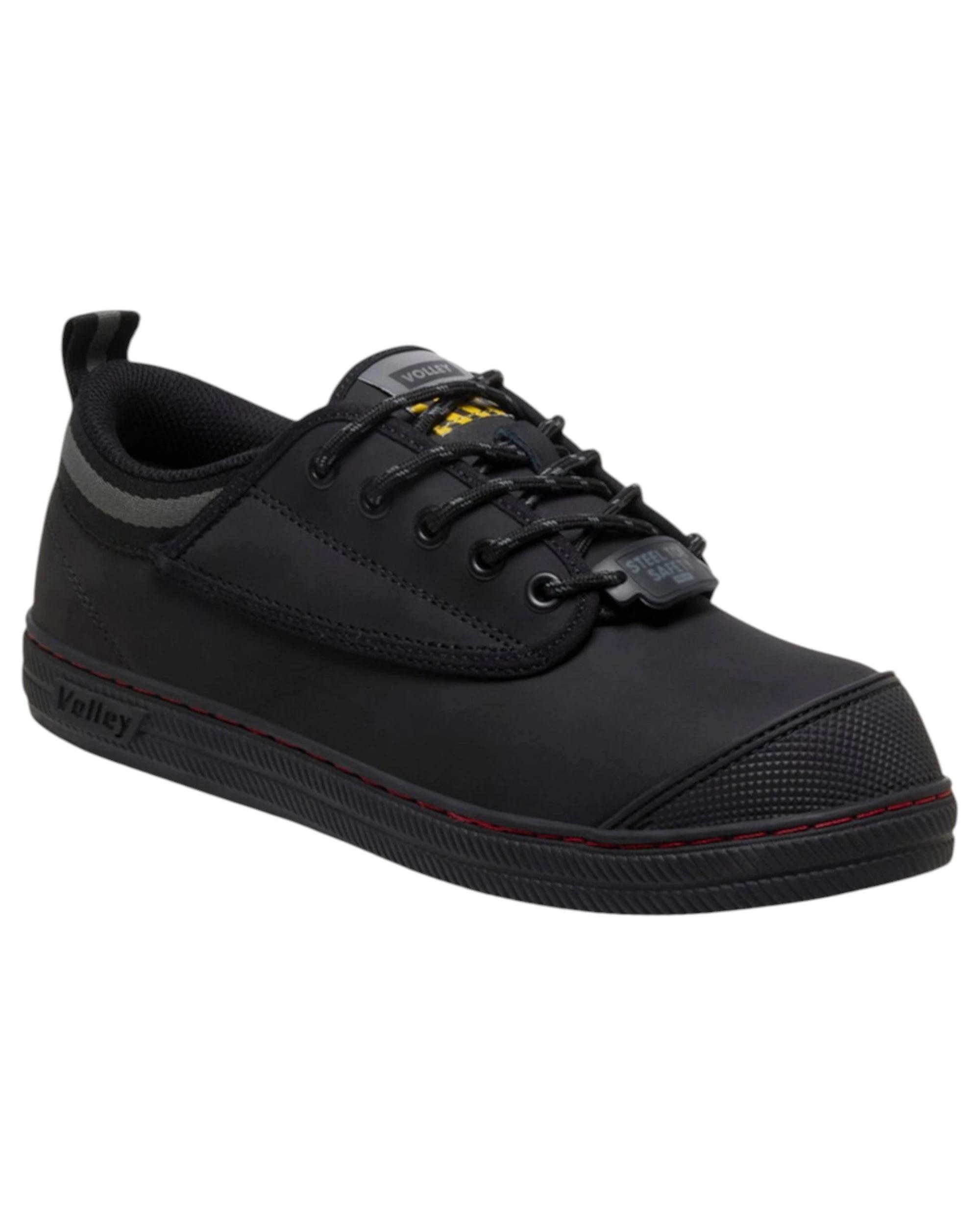 3 Volley Mens Safety Leather Steel Toe Caps Work Lace Up Shoes BLACK NUBUCK, 3 of 6