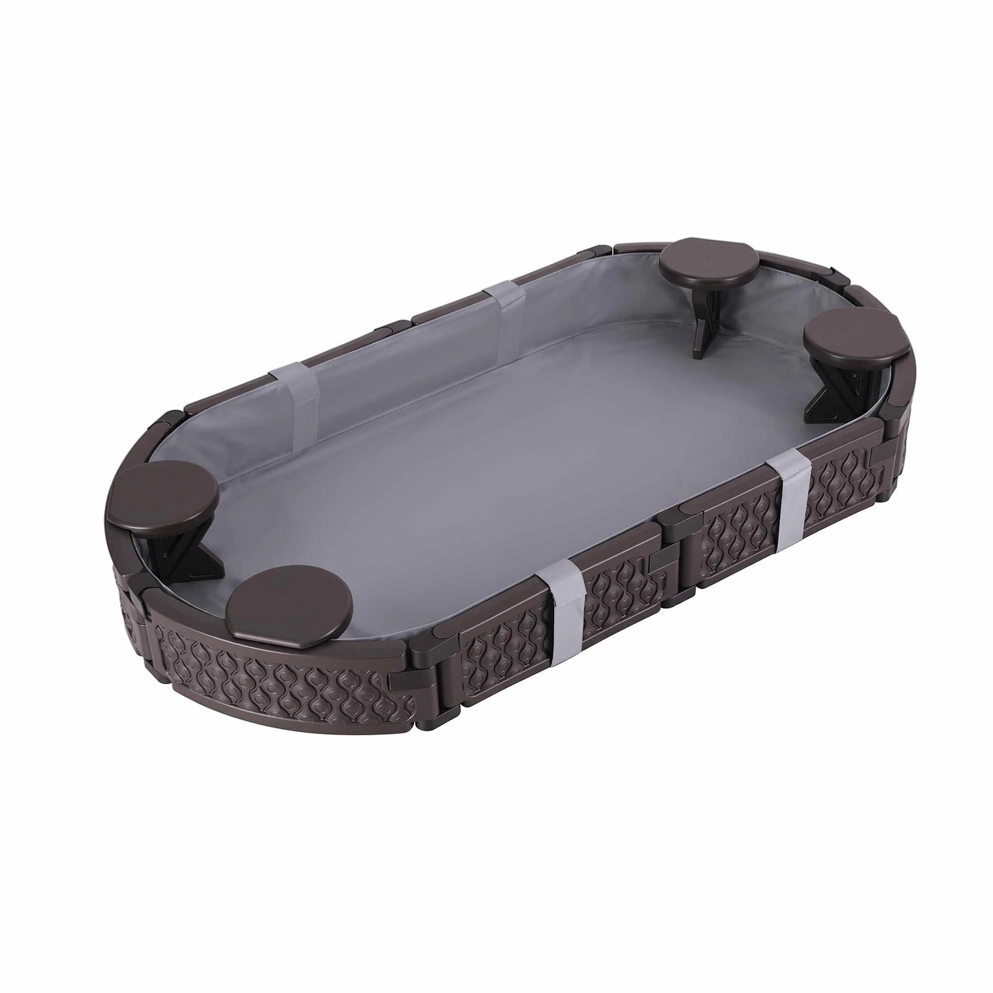 2 Keezi Kids Oval Outdoor Sandpit Toys with 4 Seats and Grey Liner Cloth - Brown, 2 of 8