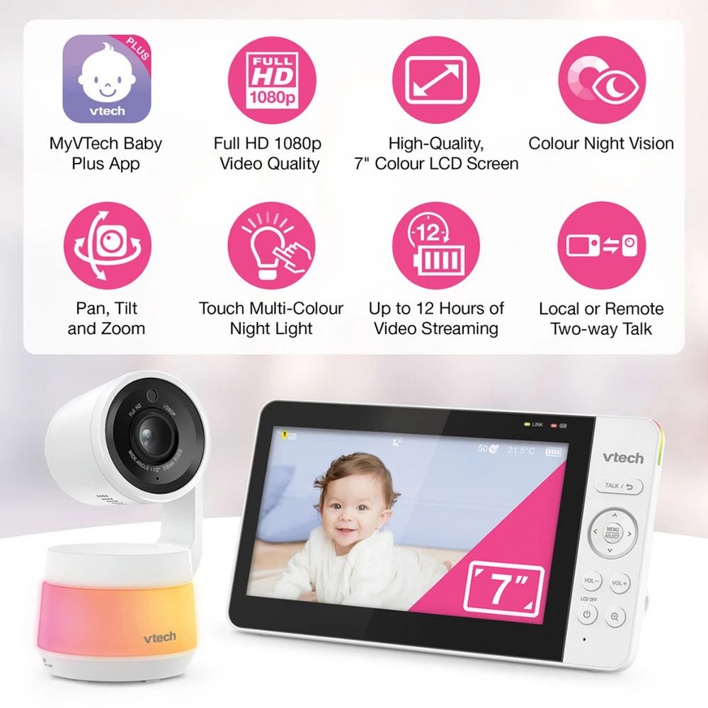 2 Vtech 7" Smart Pan & Tilt Baby Monitor, 2 of 9