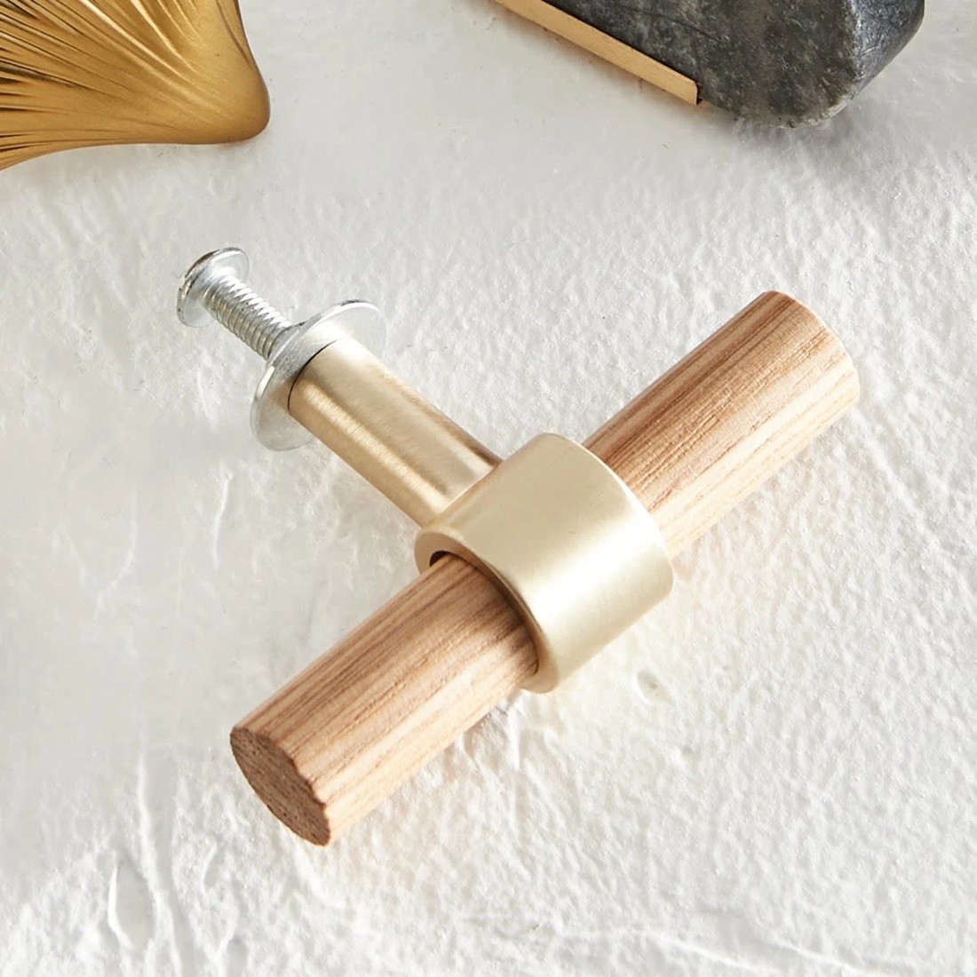 6 2 Pack Oak and Gold Look Handles, 6 of 6