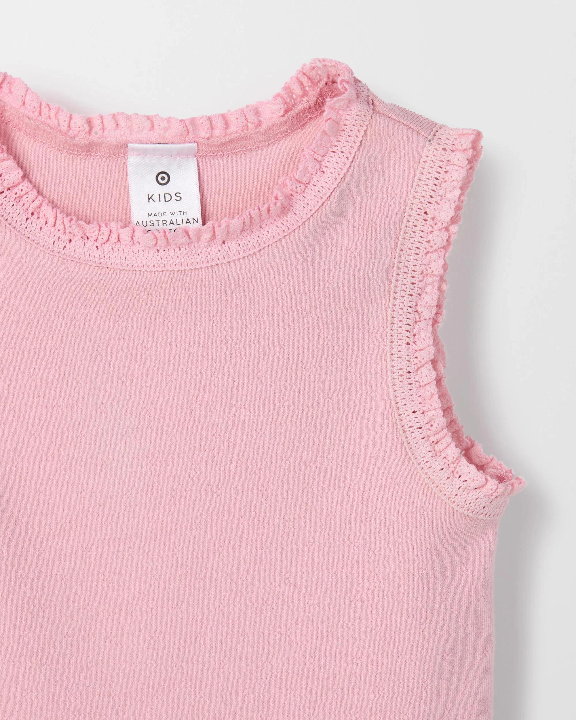 2 Target Kids Australian Cotton Lace Trim Pointelle Tank Top PINK, 2 of 2