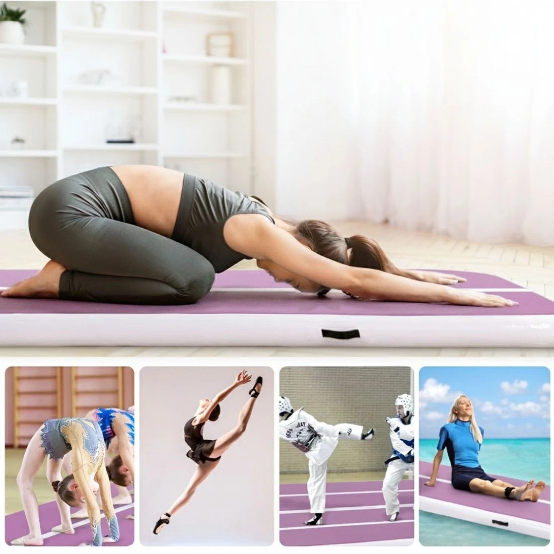 6 Everfit 3M Air Track Gymnastics Tumbling Exercise Cheerleading Mat Inflatable - Purple, 6 of 6