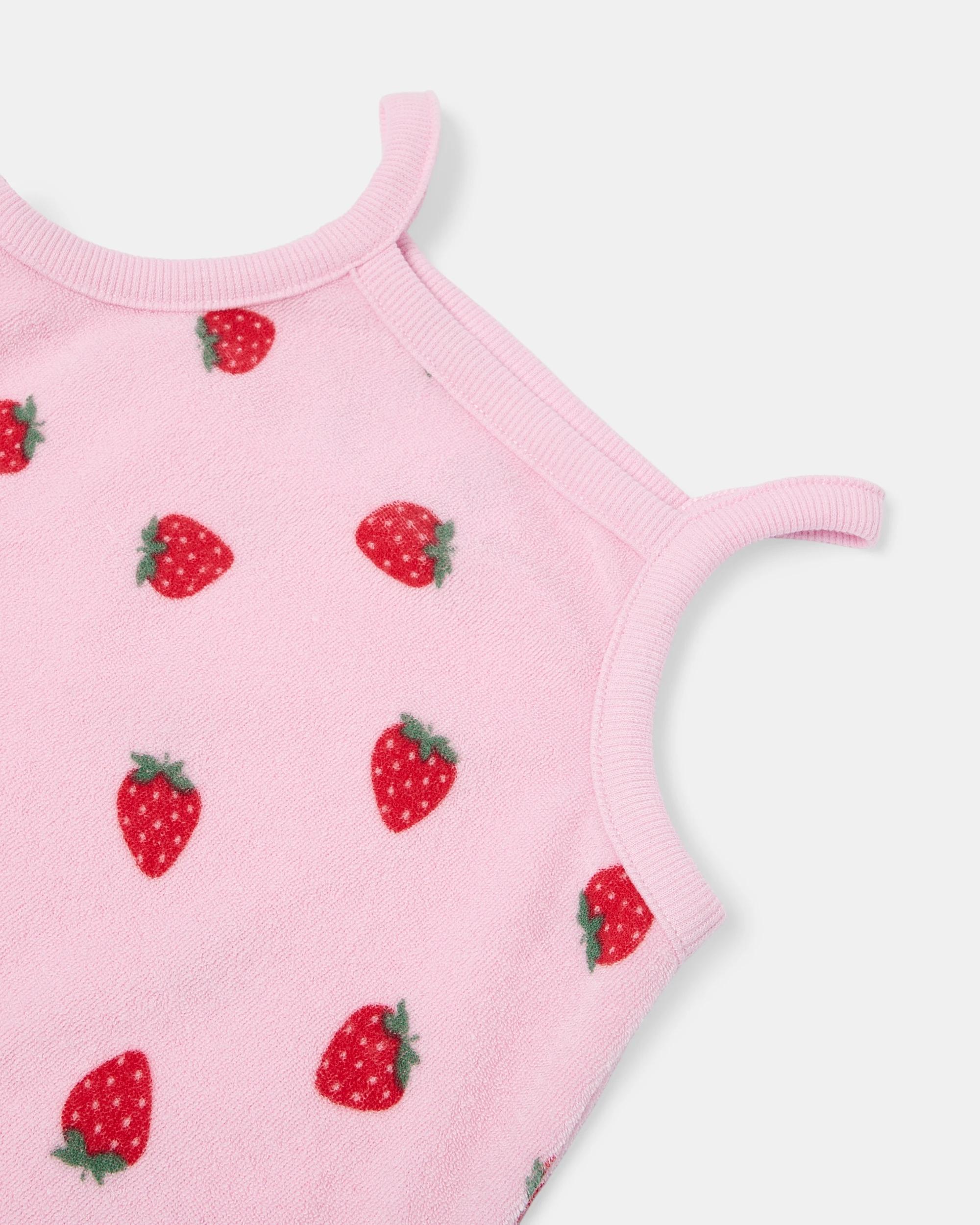 3 Sleeveless Terry Romper Strawb, 3 of 3