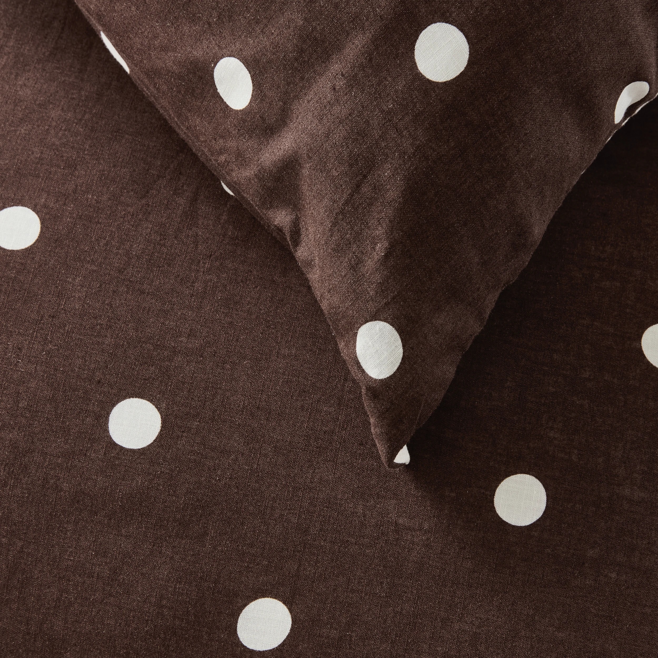 5 Polka Dot Linen Cotton Reversible Quilt Cover Set - Queen Bed, Off White and Chocolate, 5 of 9