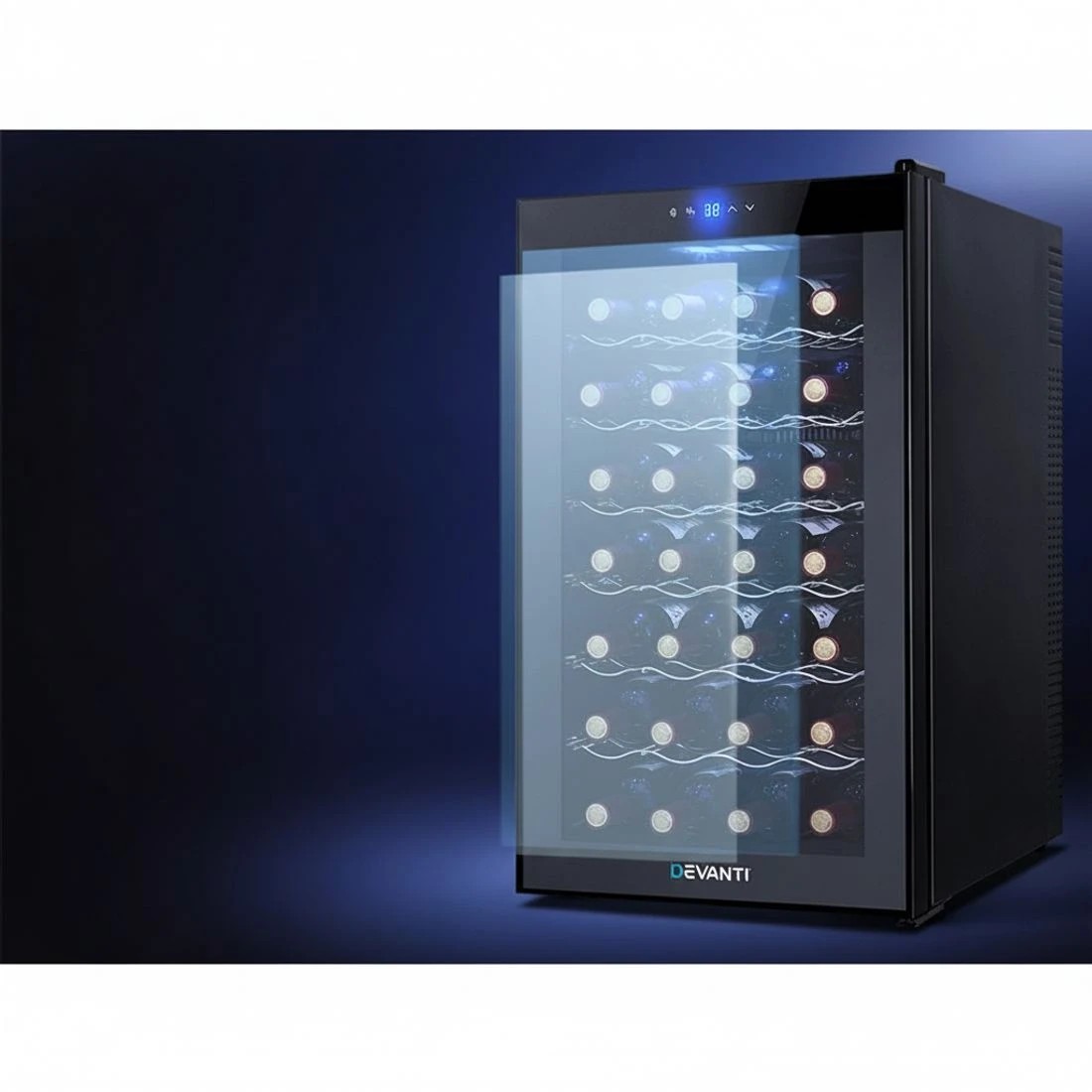 7 Devanti Wine Fridge Cooler 28 Bottles - Black, 7 of 8