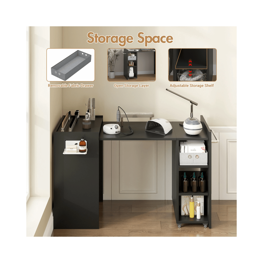 7 Advwin Computer Desk Folding Sewing Table Black, 7 of 8